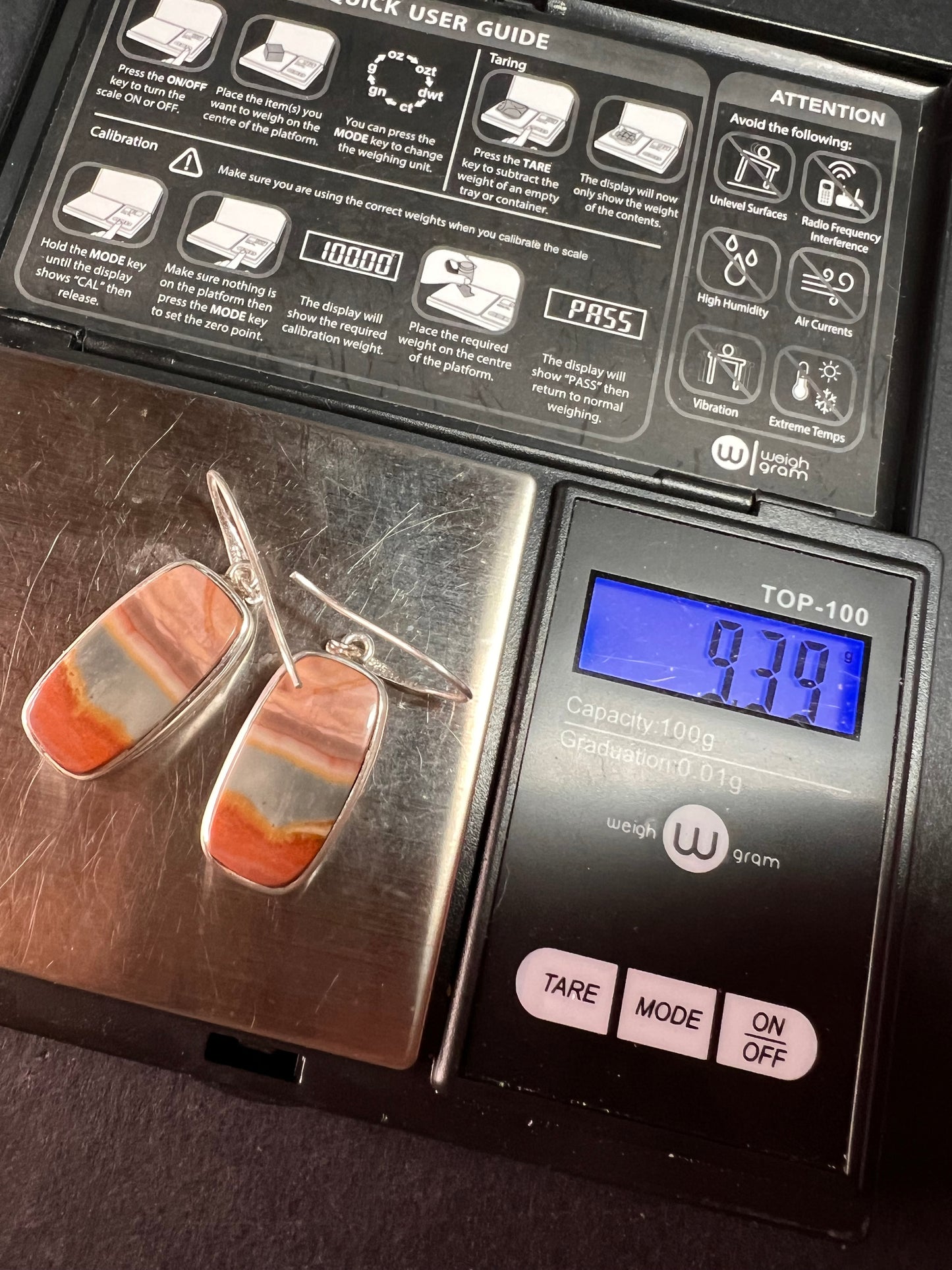 NEW polychrome Jasper sterling silver earrings 9.39 grams