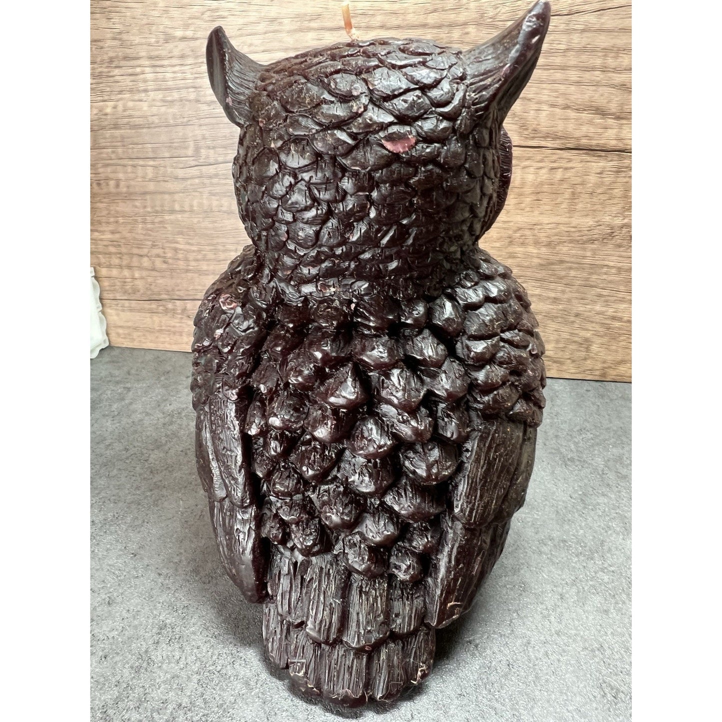 Vtg Wax Owl Sculpture Candle Large 6.75" Handmade Art Collectable
