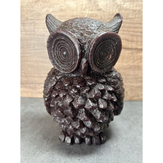 Vtg Wax Owl Sculpture Candle Large 6.75" Handmade Art Collectable