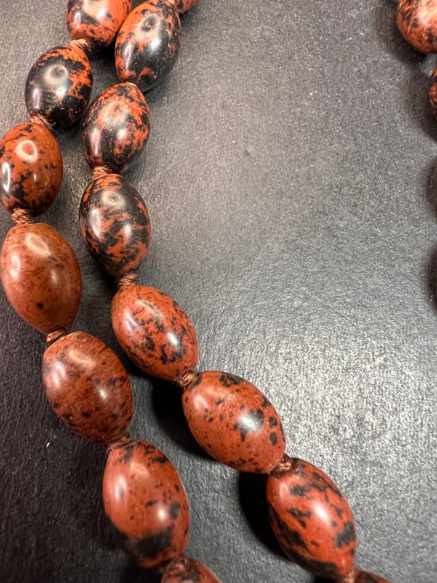 NEW Mahogany obsidian knotted 36 inch necklace with sterling silver clasp