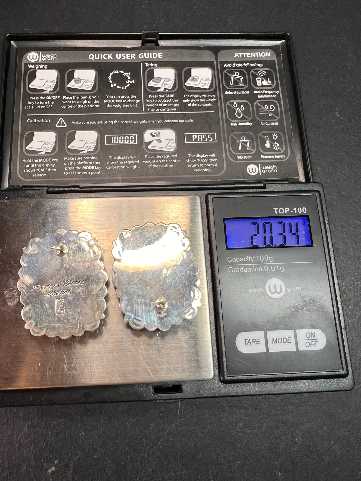 Signed Vintage Dead Stock Bernyse Chavez Sterling Turquoise Lapis Earrings