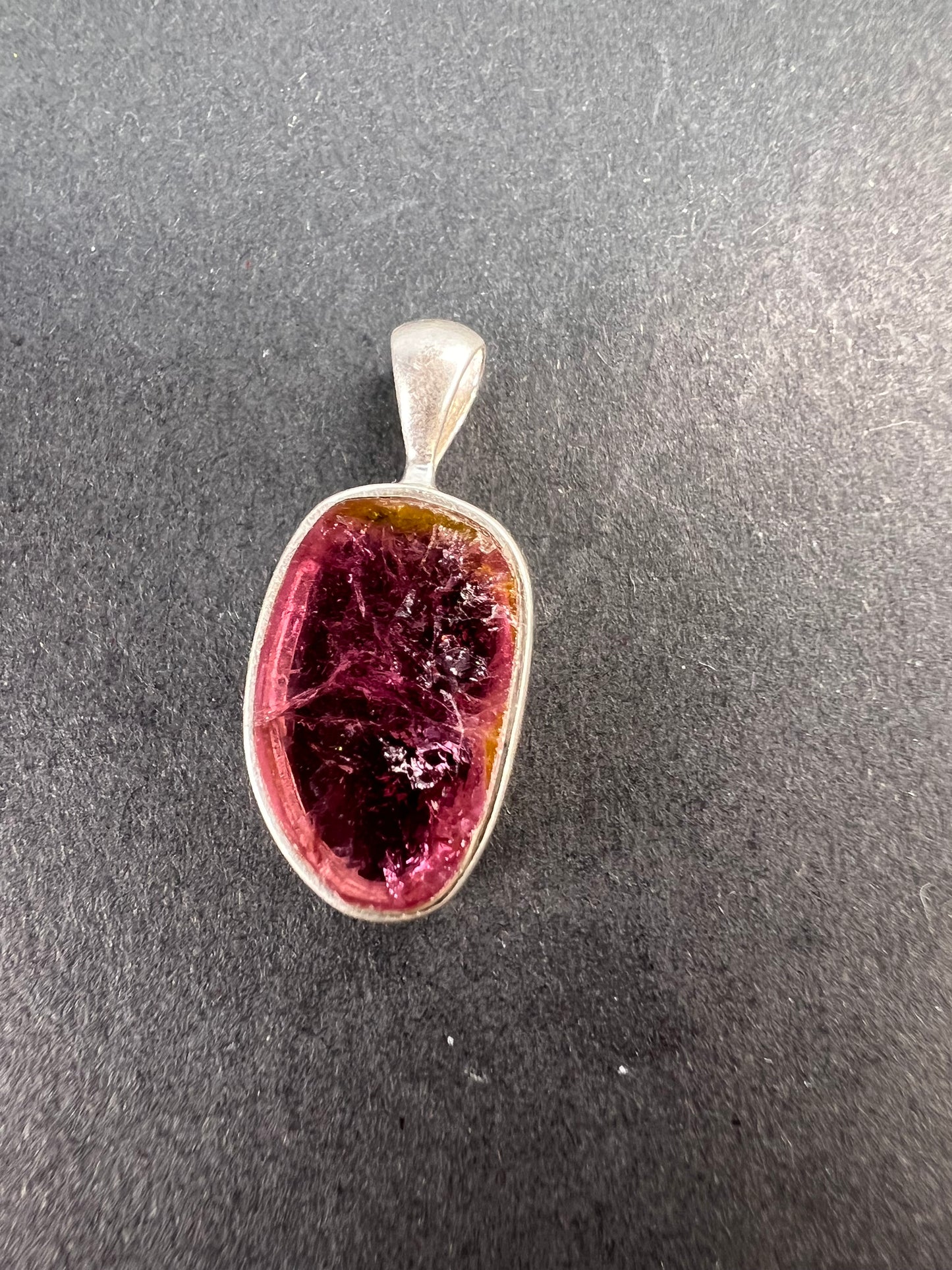 NEW pink/ watermelon tourmaline sterling silver pendant 1.31 grams