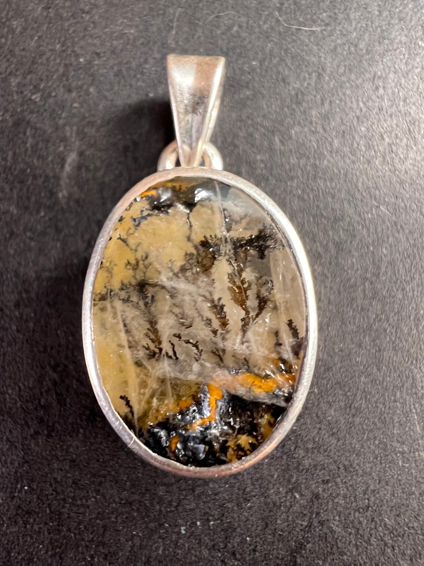 NEW Dendretic agate gemstone sterling silver pendant