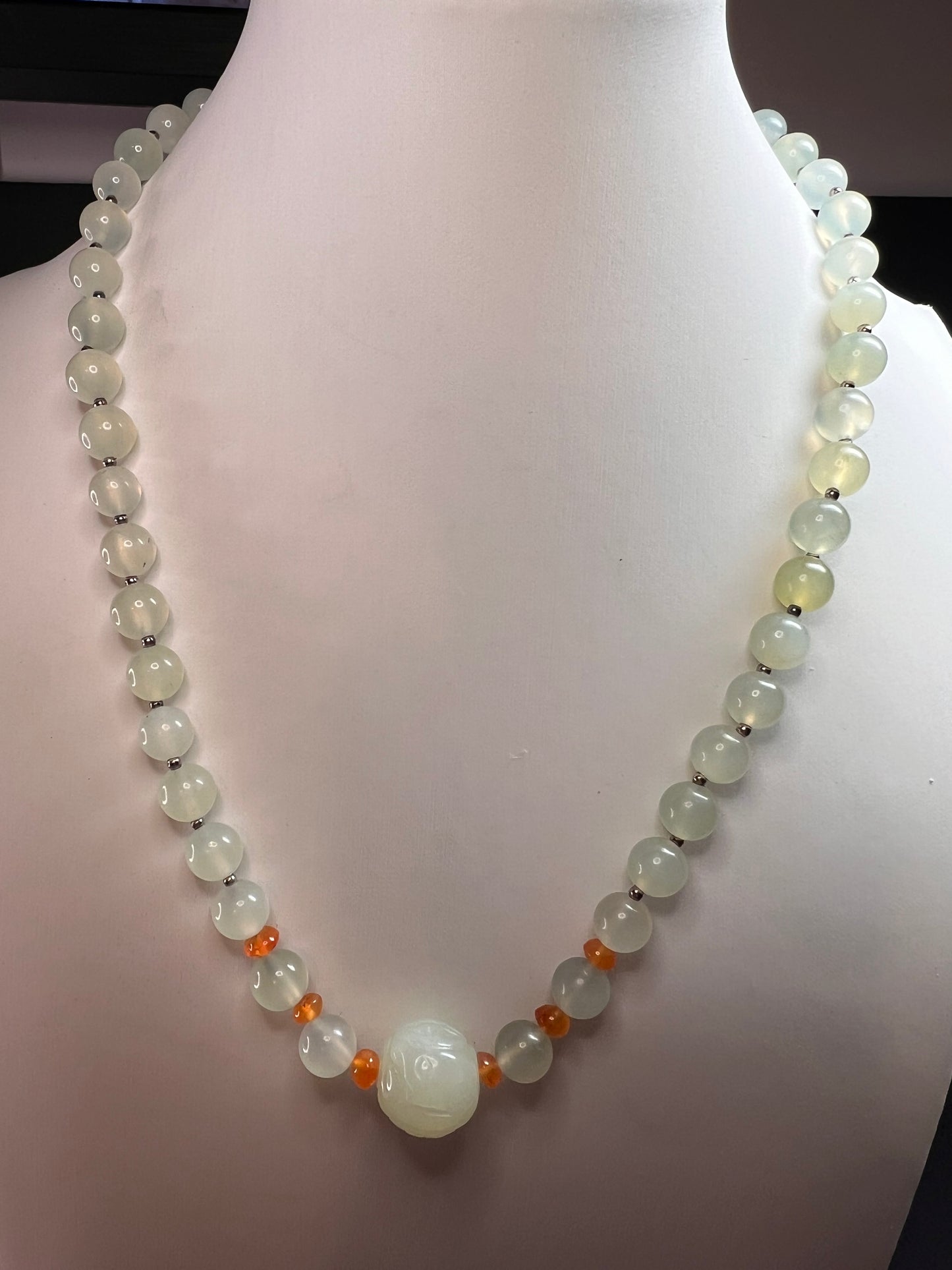 NEW serpentine and carnelian necklace with sterling silver clasp