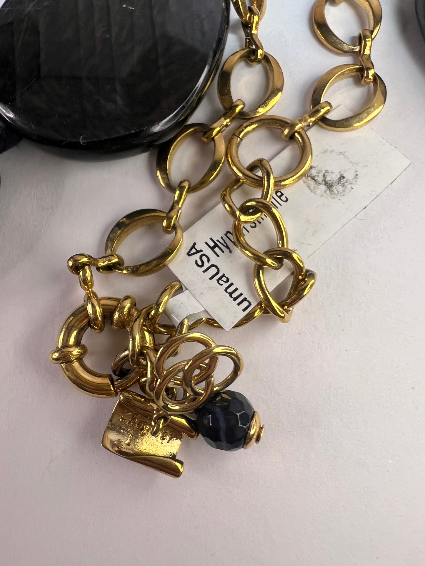 NEW Hypersthene necklace in gold over bronze