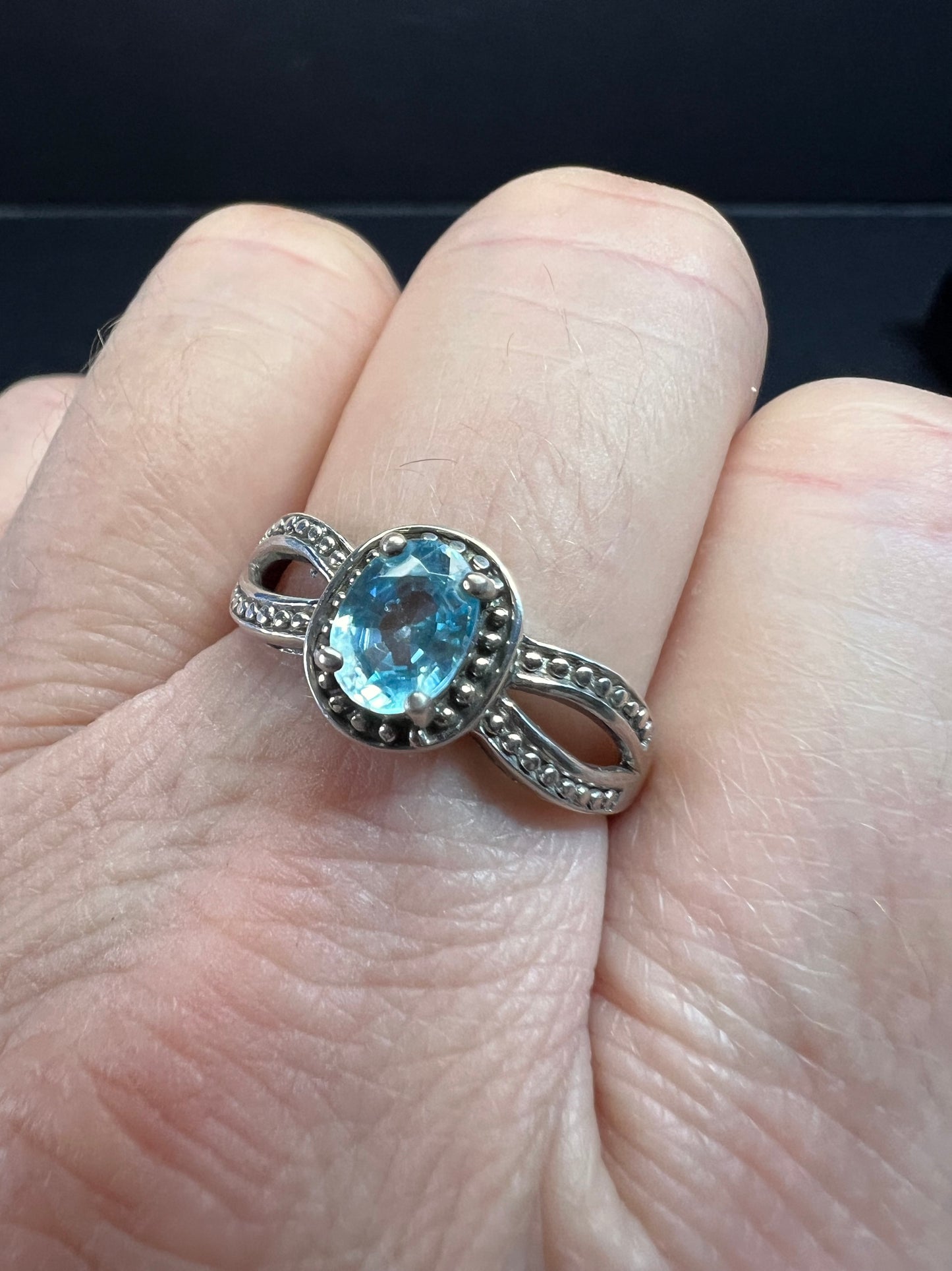 Blue topaz sterling silver ring size 9