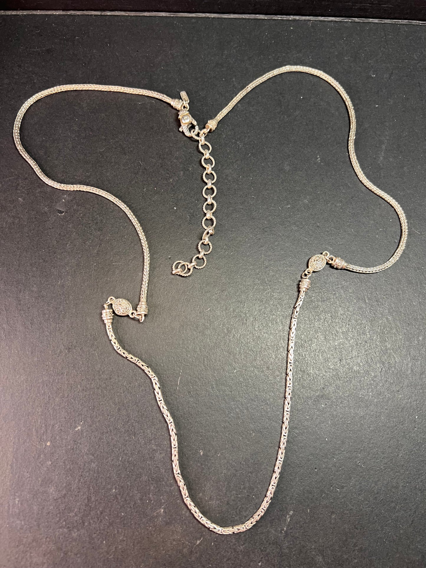 Sarda Sterling Silver 36” Balinese Foxtail Station Necklace – Handcrafted 925 Artisan Chain