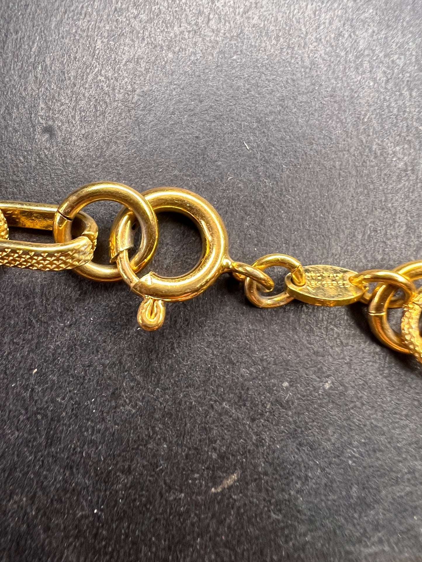 Vintage Italian 18k Gold Plated Bronze Textured Link Bracelet