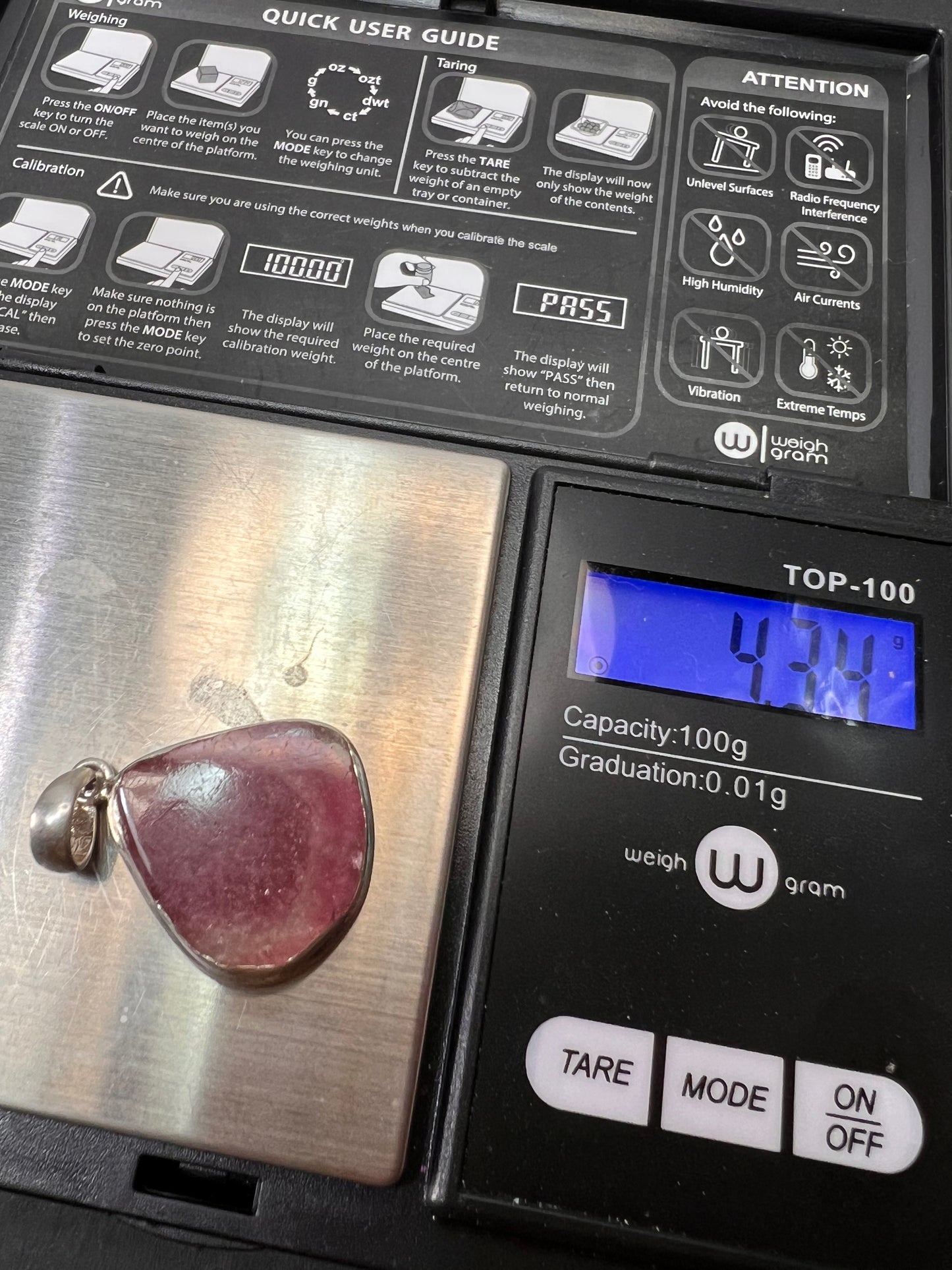 NEW Pink / Tri colored tourmaline sterling silver pendant 4.34 grams