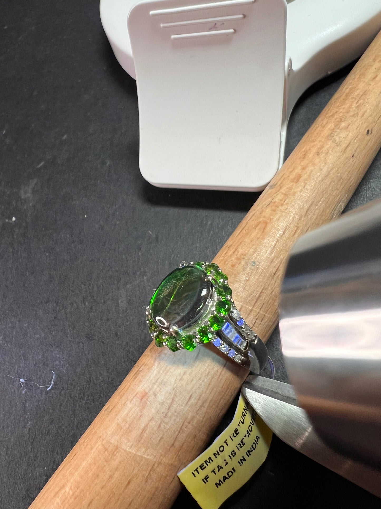 NEW with tag ammolite and diamond sterling silver ring size 7