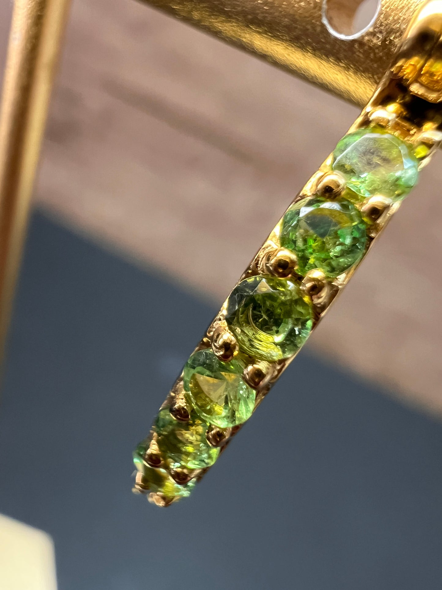 Tsavorite garnet j hoop inside out earrings in yellow gold vermeil over sterling silver