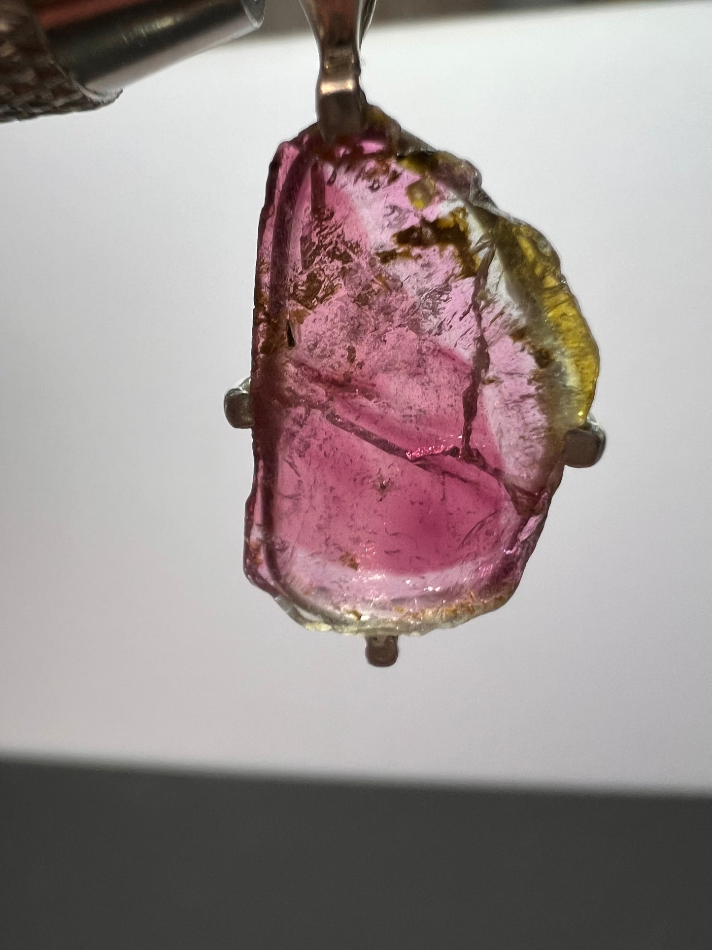 NEW Watermelon tourmaline sterling silver pendant 1.56 grams