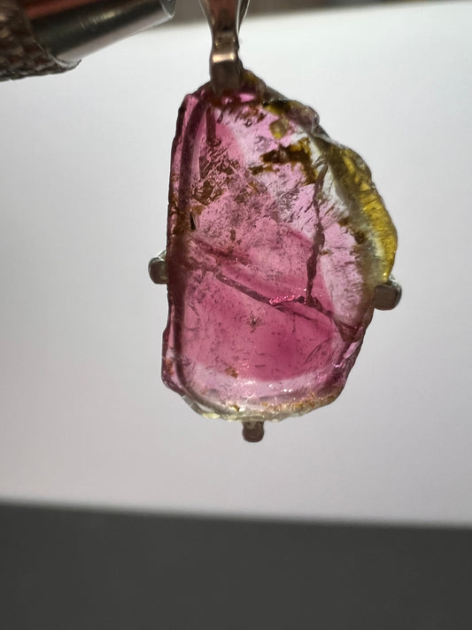 NEW Watermelon tourmaline sterling silver pendant 1.56 grams