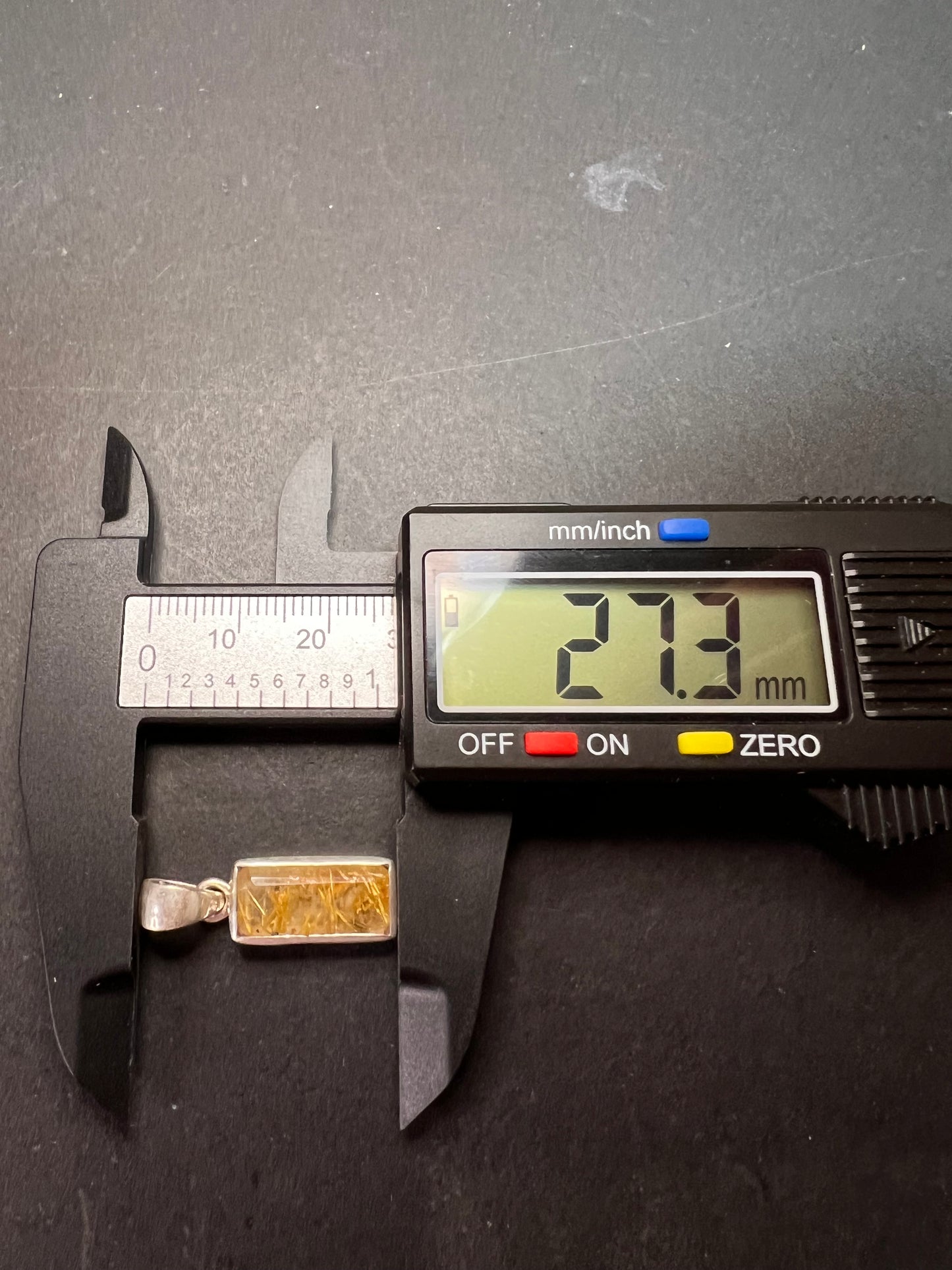 NEW Golden rutile quartz gemstone sterling silver pendant 3 grams