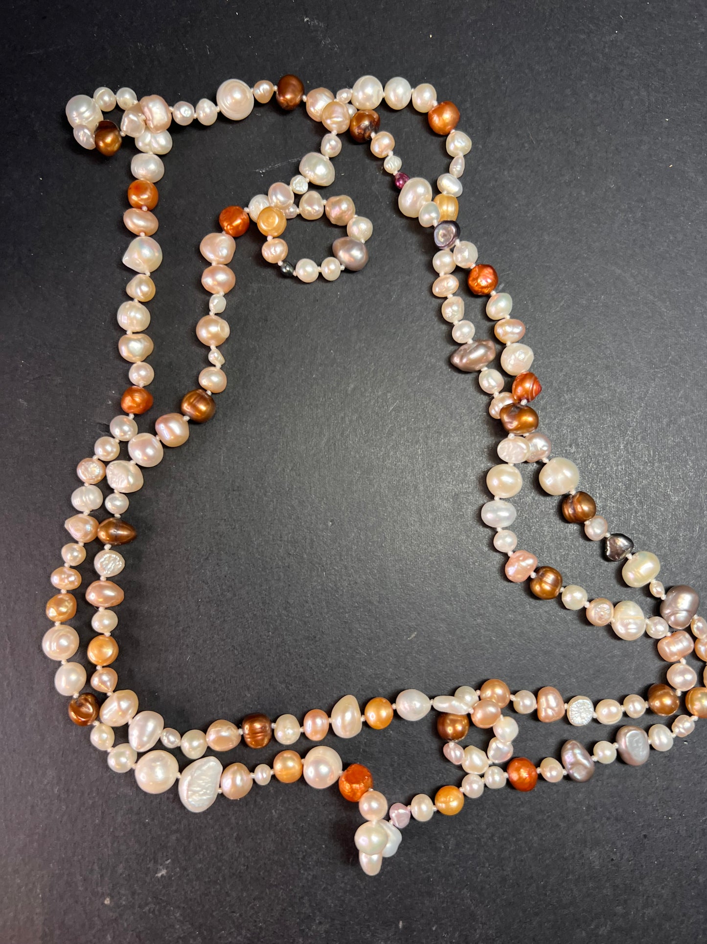 Multi colored freshwater pearls 50 inch endless necklace