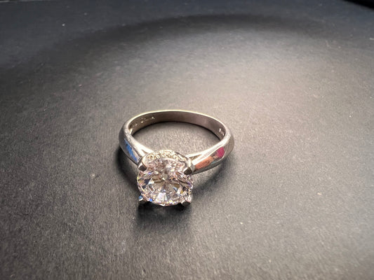Vintage CZ solitaire sterling silver ring size 7