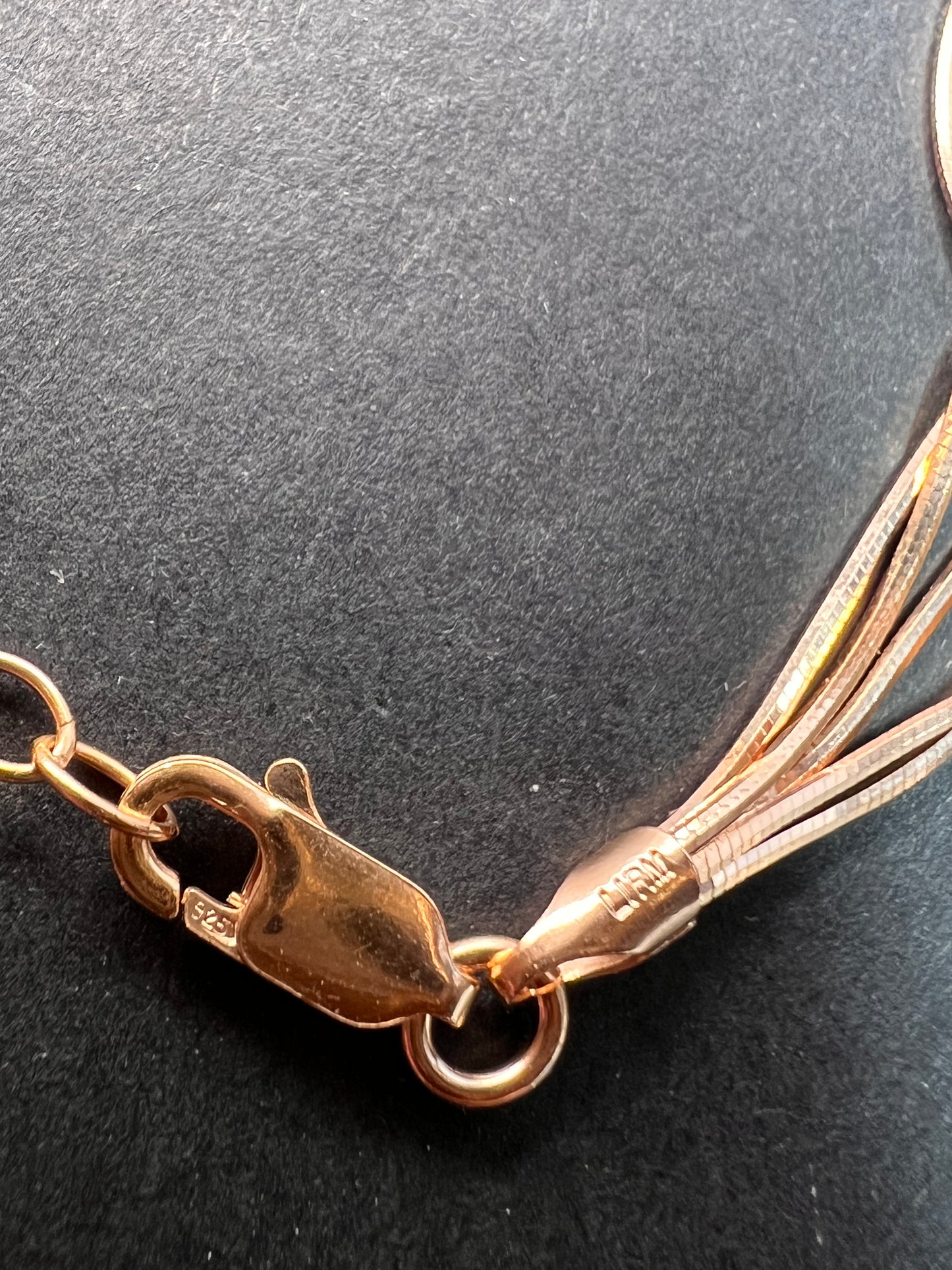 NEW Italian rose gold over sterling silver multi row chain necklace-18 inch