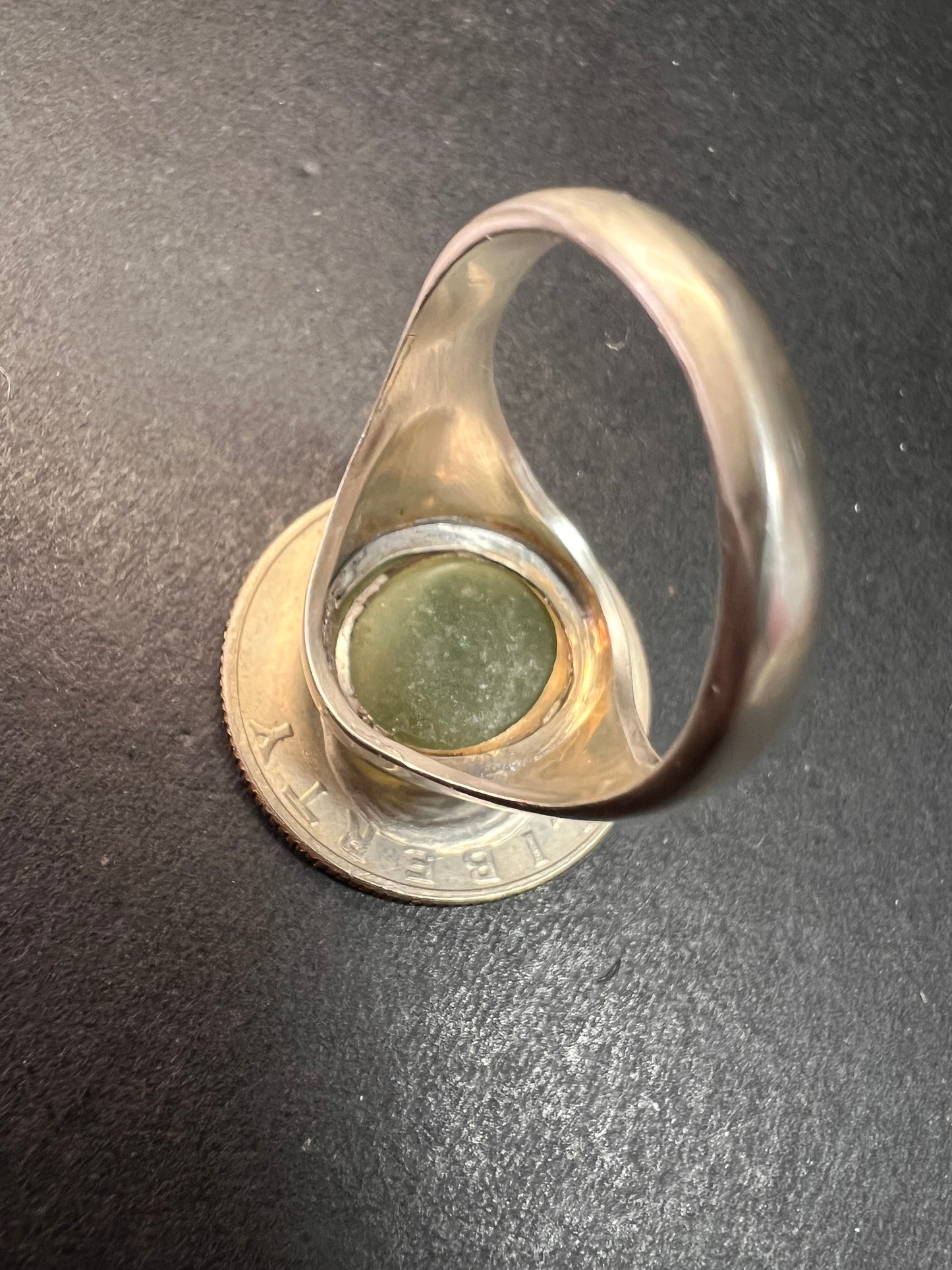 Vintage Pa Ha Co nephrite Jade sterling silver ring size 12