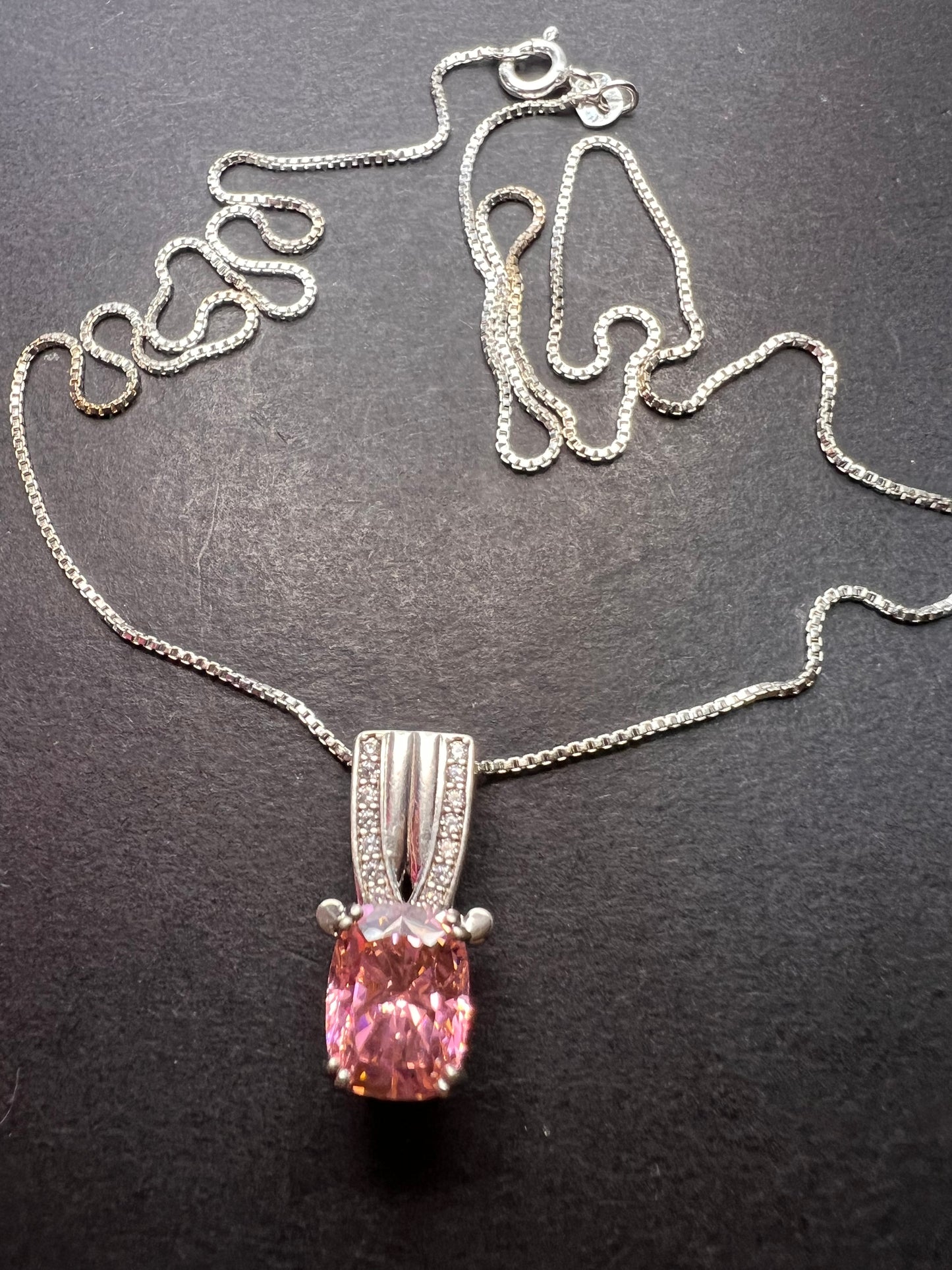 Bella Luce 5.17ctw Pink and white CZ Rhodium Over Silver Pendant