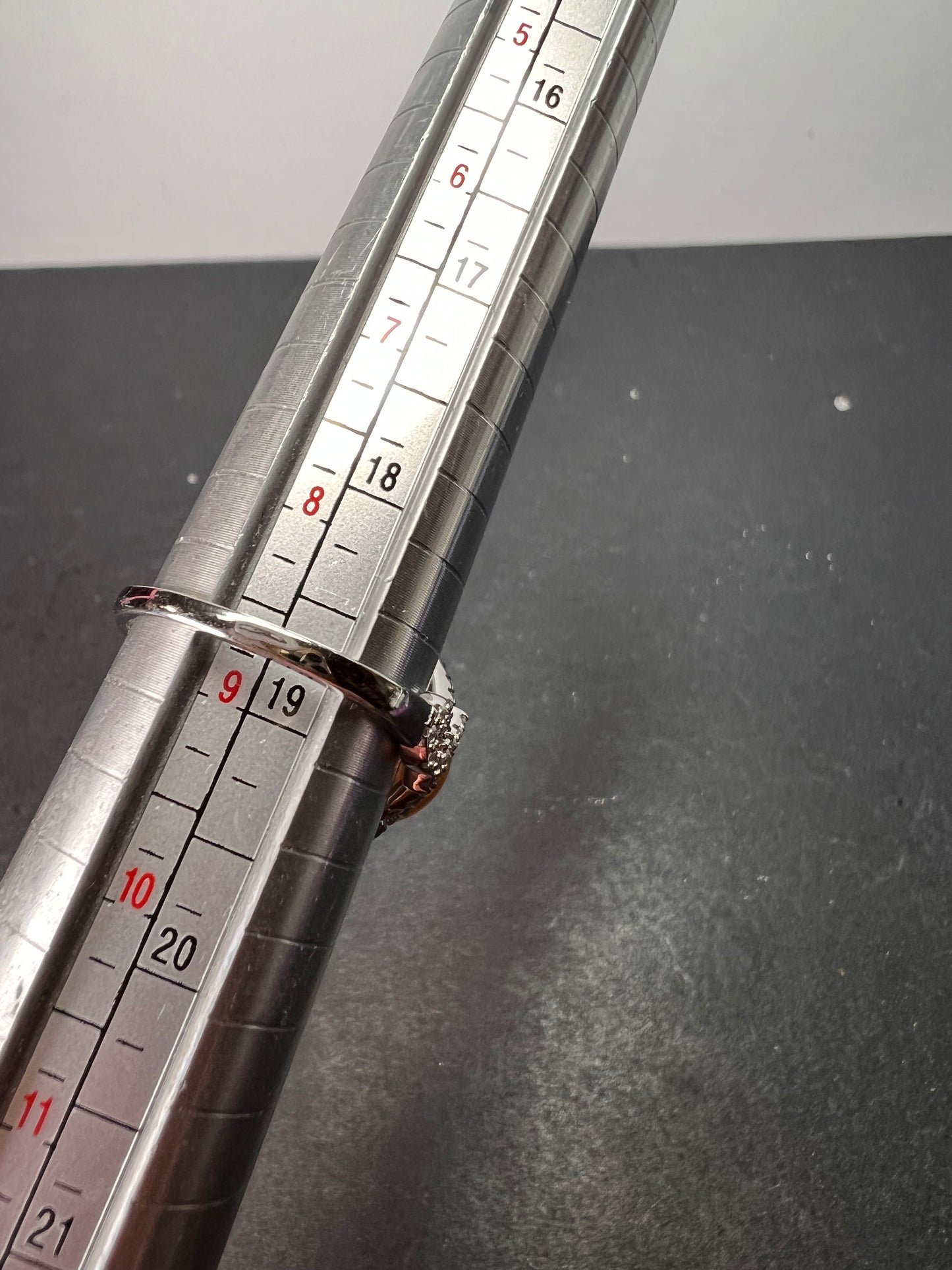 Natural Color Deep Gold 11mm Golden South Sea Cultured Pearl and Zircon ring in rhodium over Sterling silver size 9