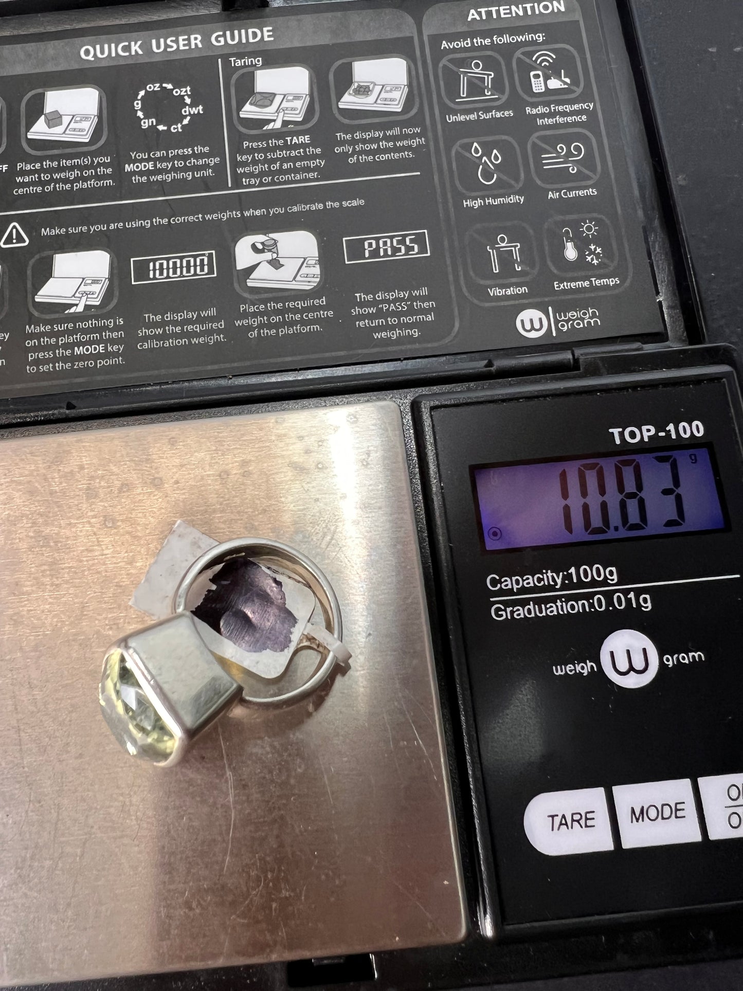 NEW cushion cut Prasiolite sterling silver ring size 7 10.83 grams