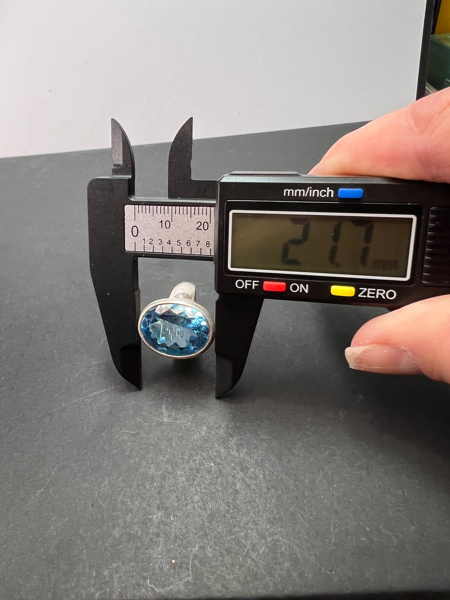 NEW Blue topaz sterling silver ring size 7.5 / 12.43 grams