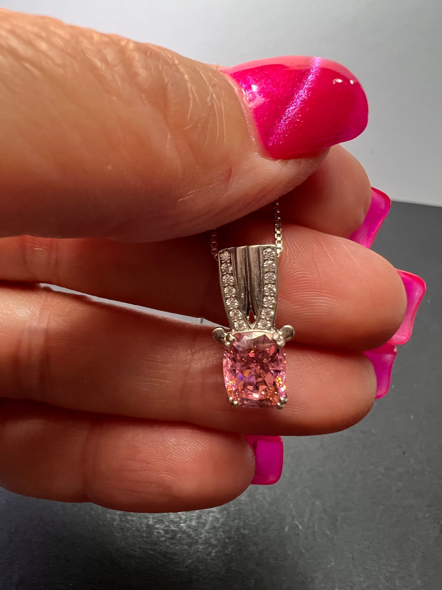 Bella Luce 5.17ctw Pink and white CZ Rhodium Over Silver Pendant