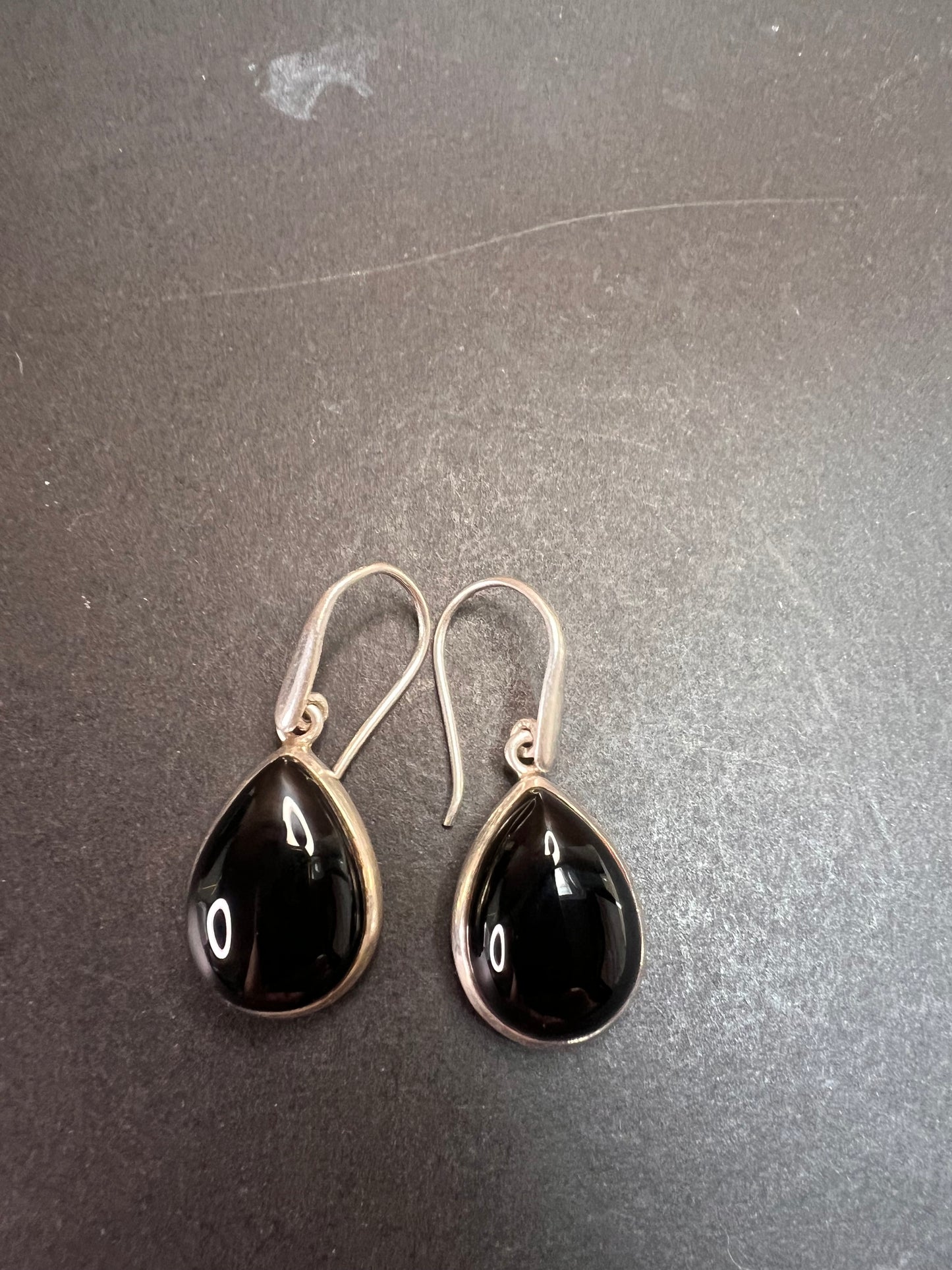 NEW Black onyx sterling silver teardrop earrings 7.49 grams