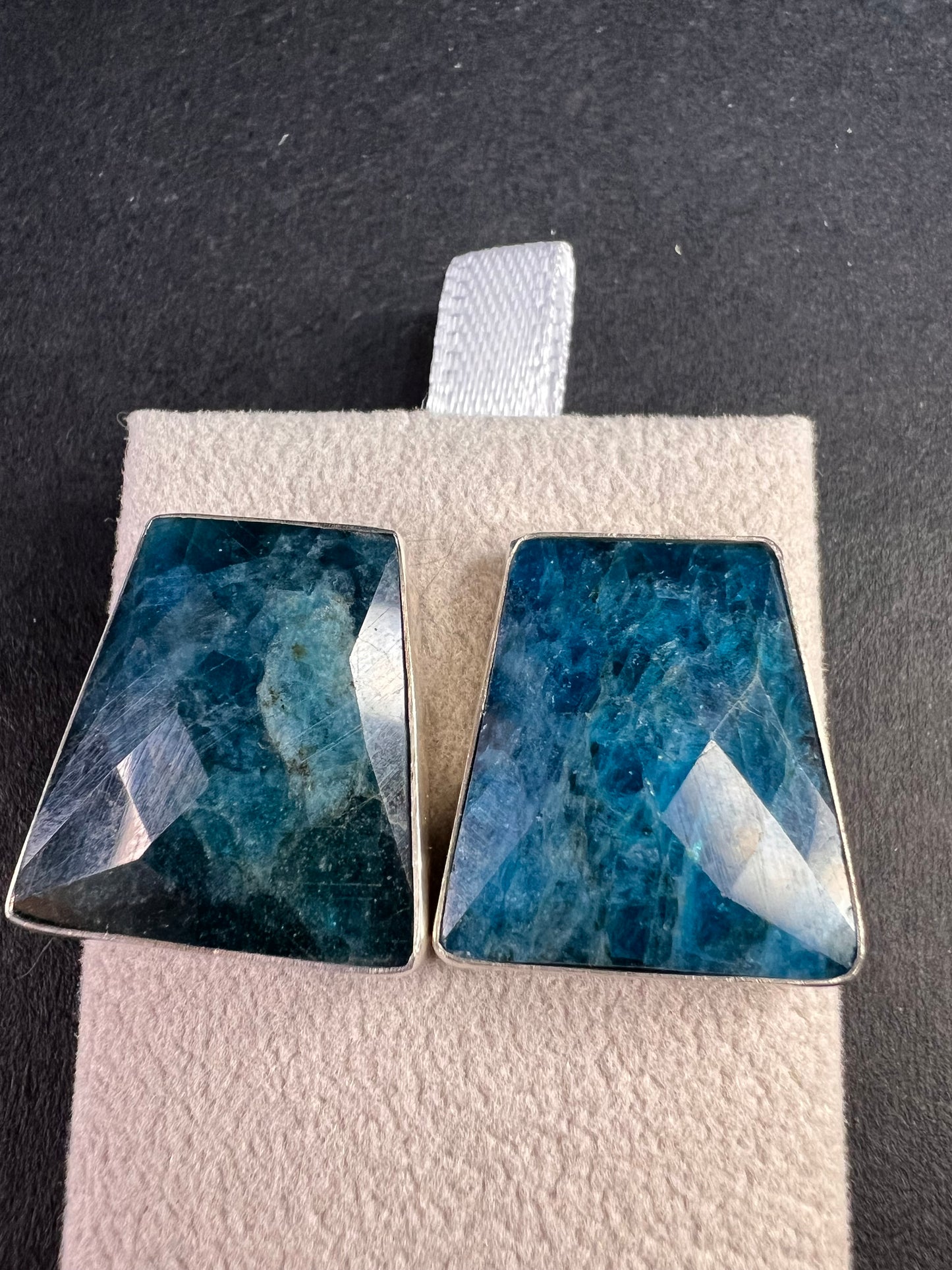 NEW Jay King blue apatite geometric sterling silver earrings