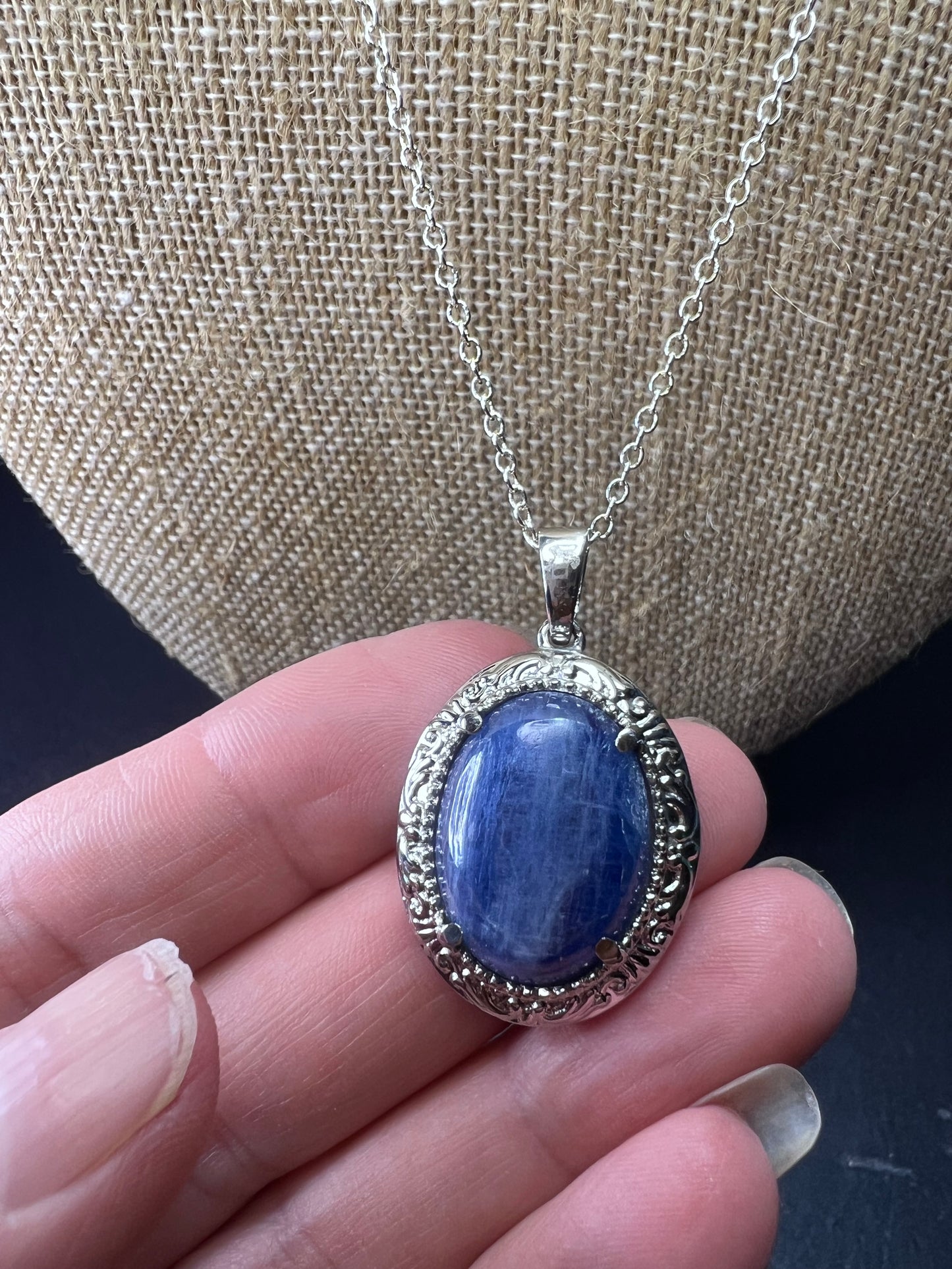 Kyanite stainless steel pendant with chain