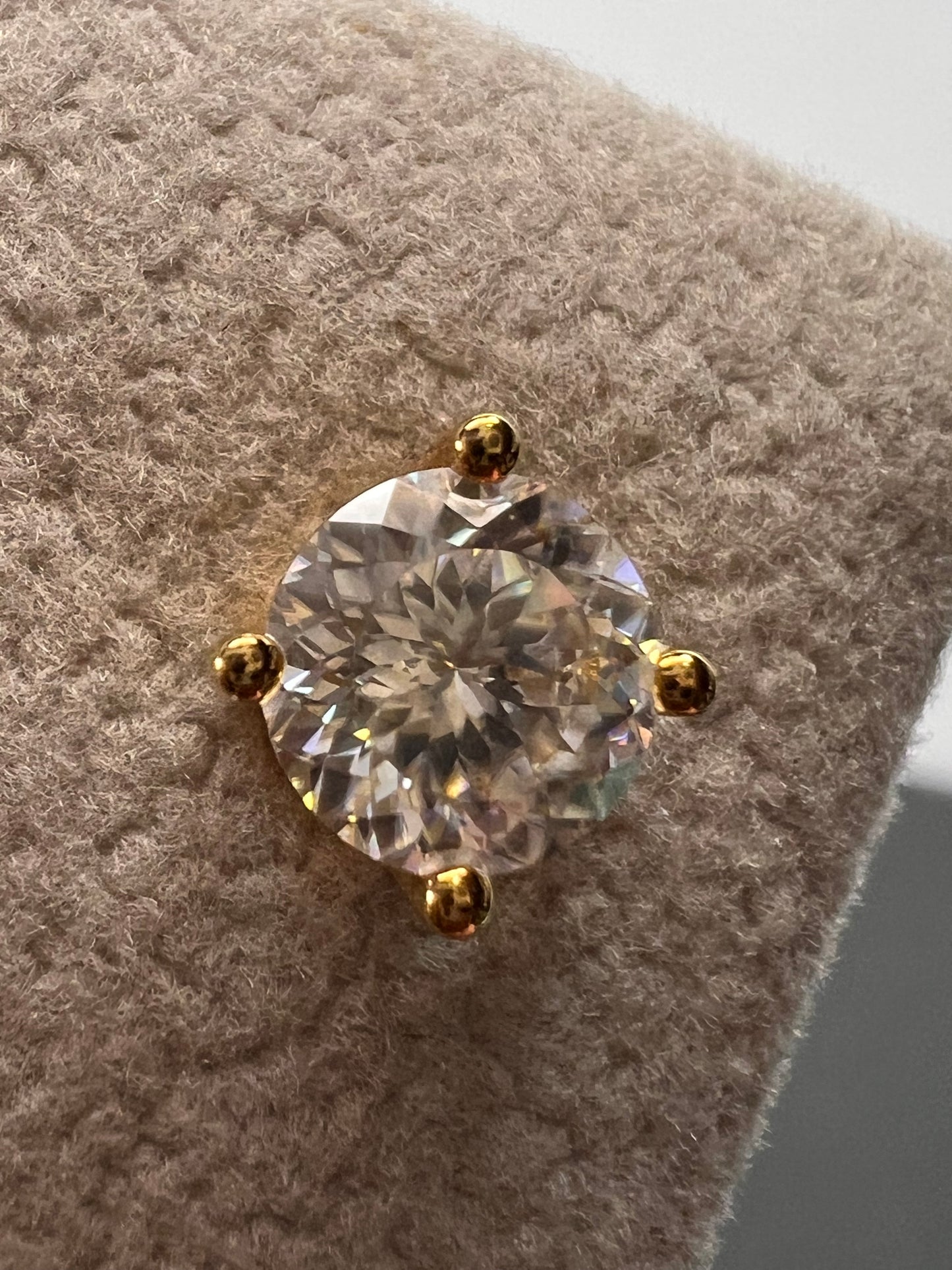 Moissanite 1.90 ctw solitaire stud earrings in vermeil YG over 925 sterling silver