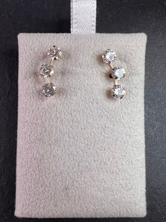 White Cubic Zirconia 10k Yellow Gold Earrings 2.45ctw