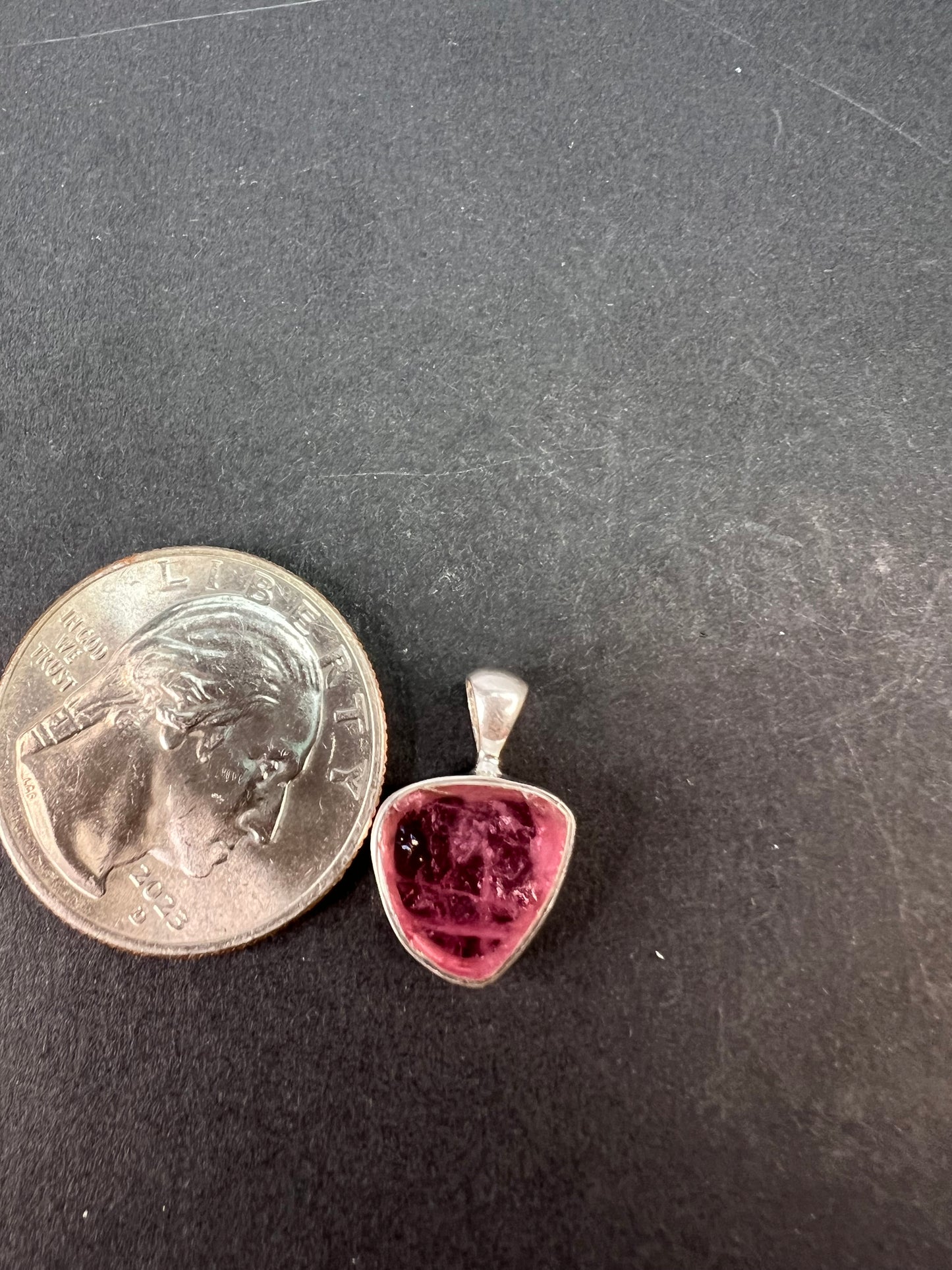 NEW Pink tourmaline sterling silver pendant 1.29 grams