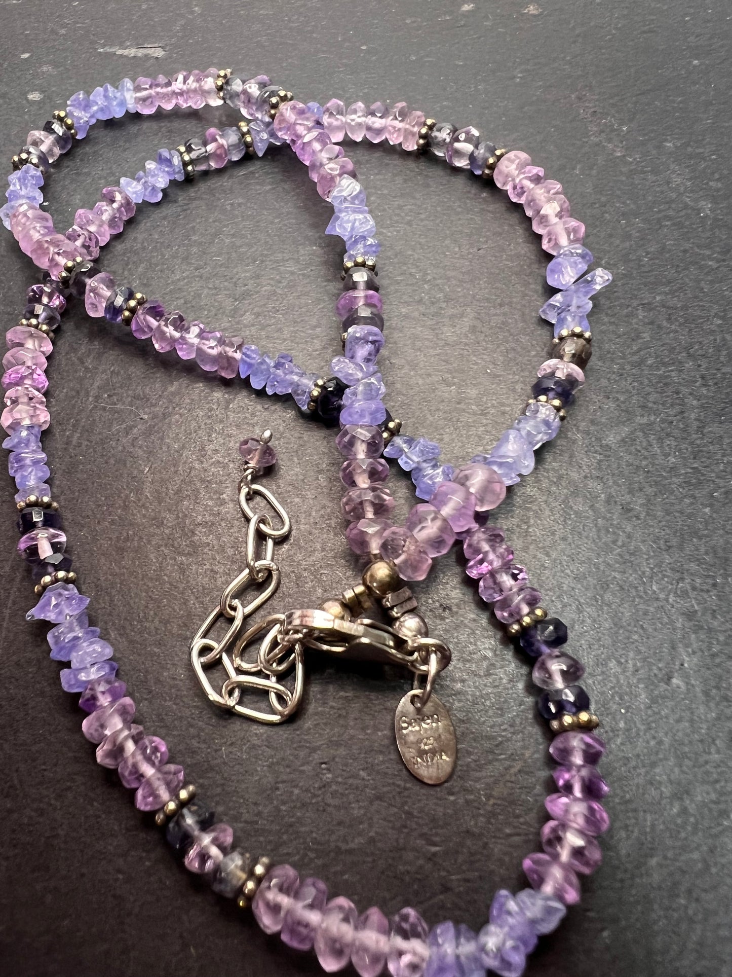 Sajen designer amethyst multi stone sterling silver necklace