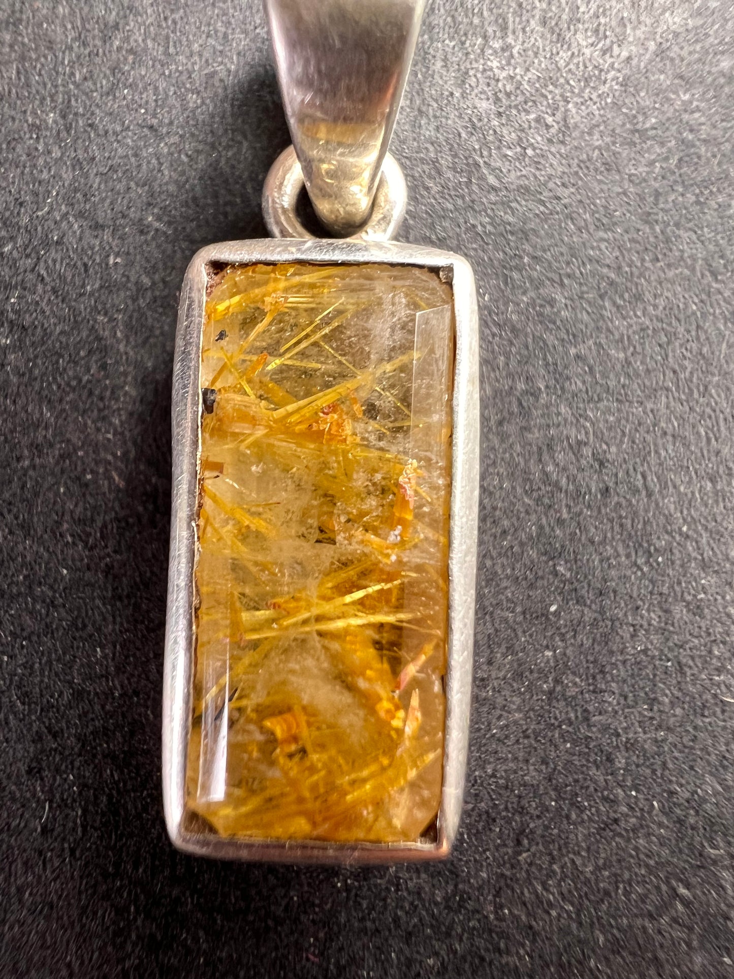 NEW Golden rutile quartz gemstone sterling silver pendant 3 grams