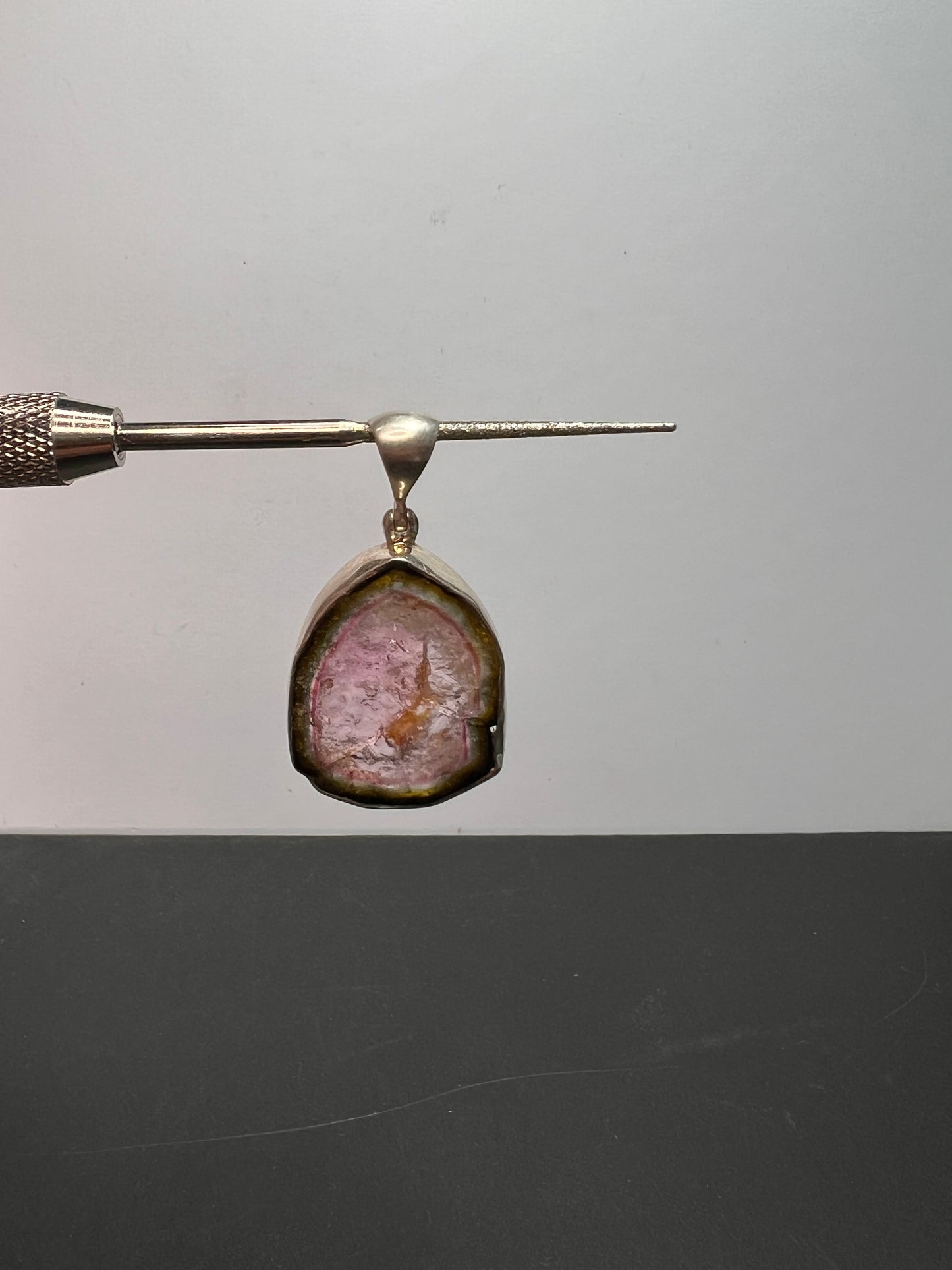 NEW Watermelon tourmaline sterling silver pendant 8.16 grams