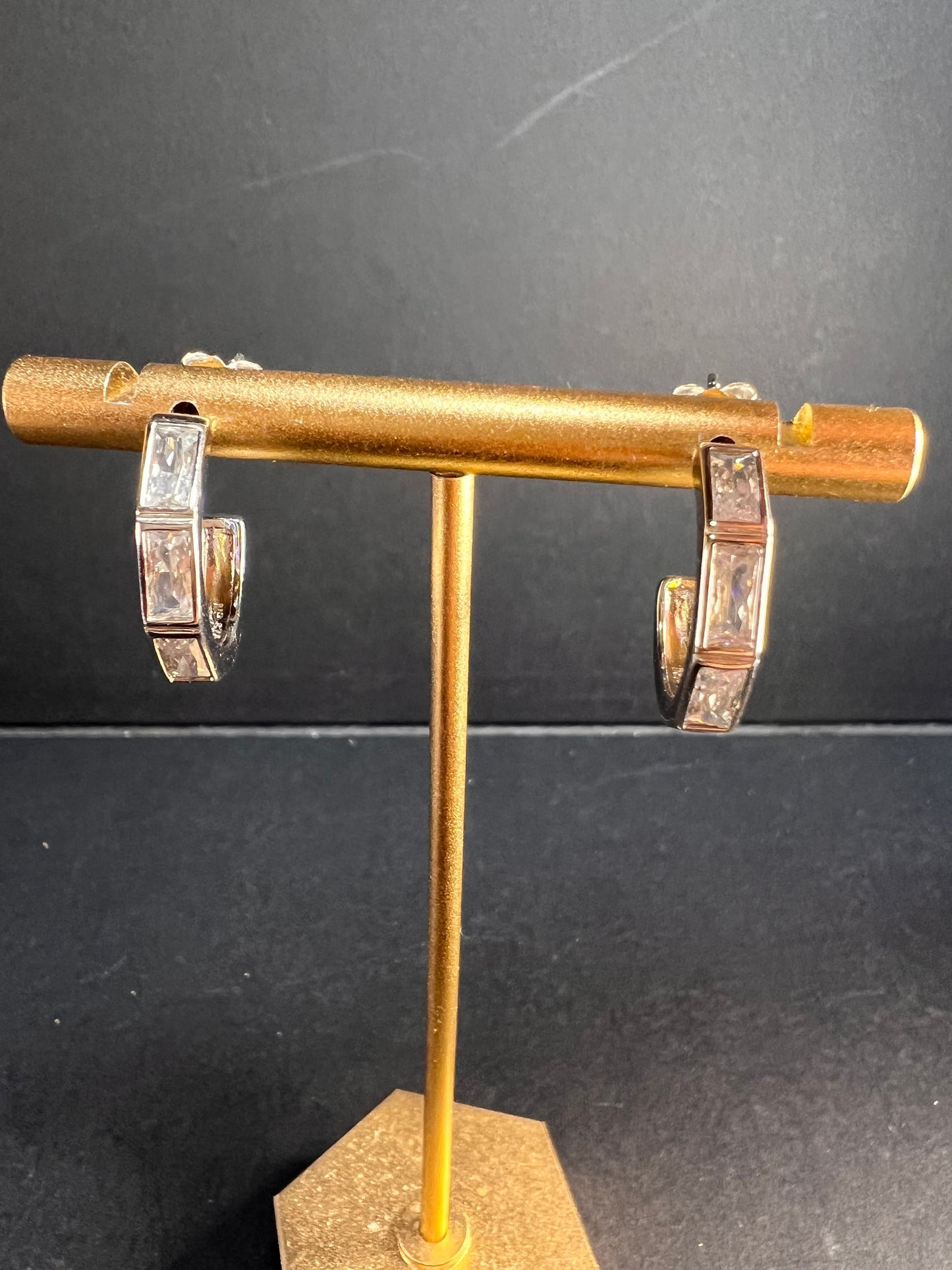CZ half hoop earrings in sterling silver