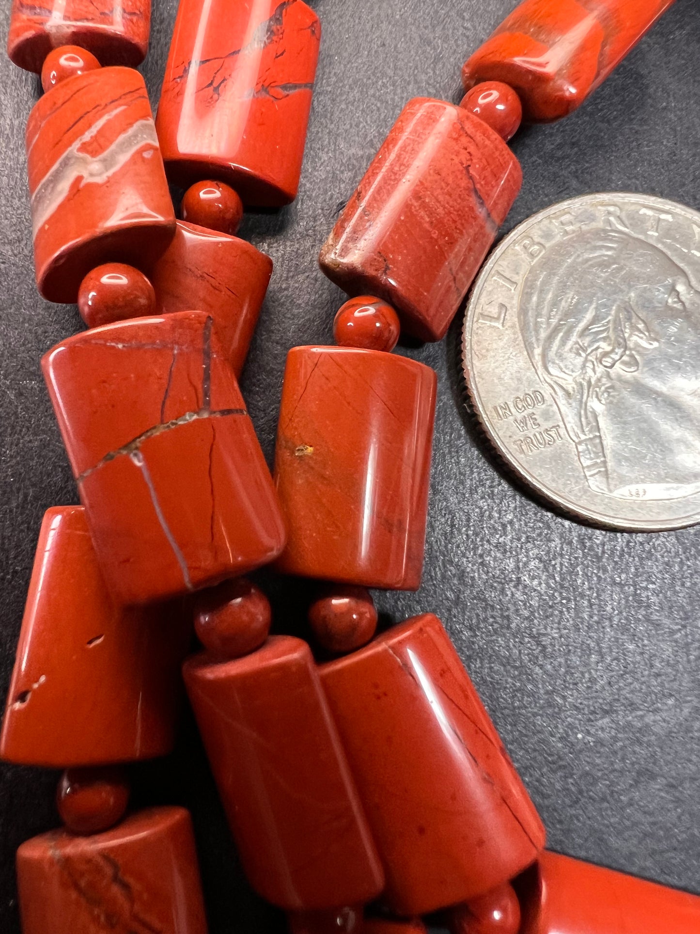 NEW Red jasper 30 inch necklace with sterling silver clasp