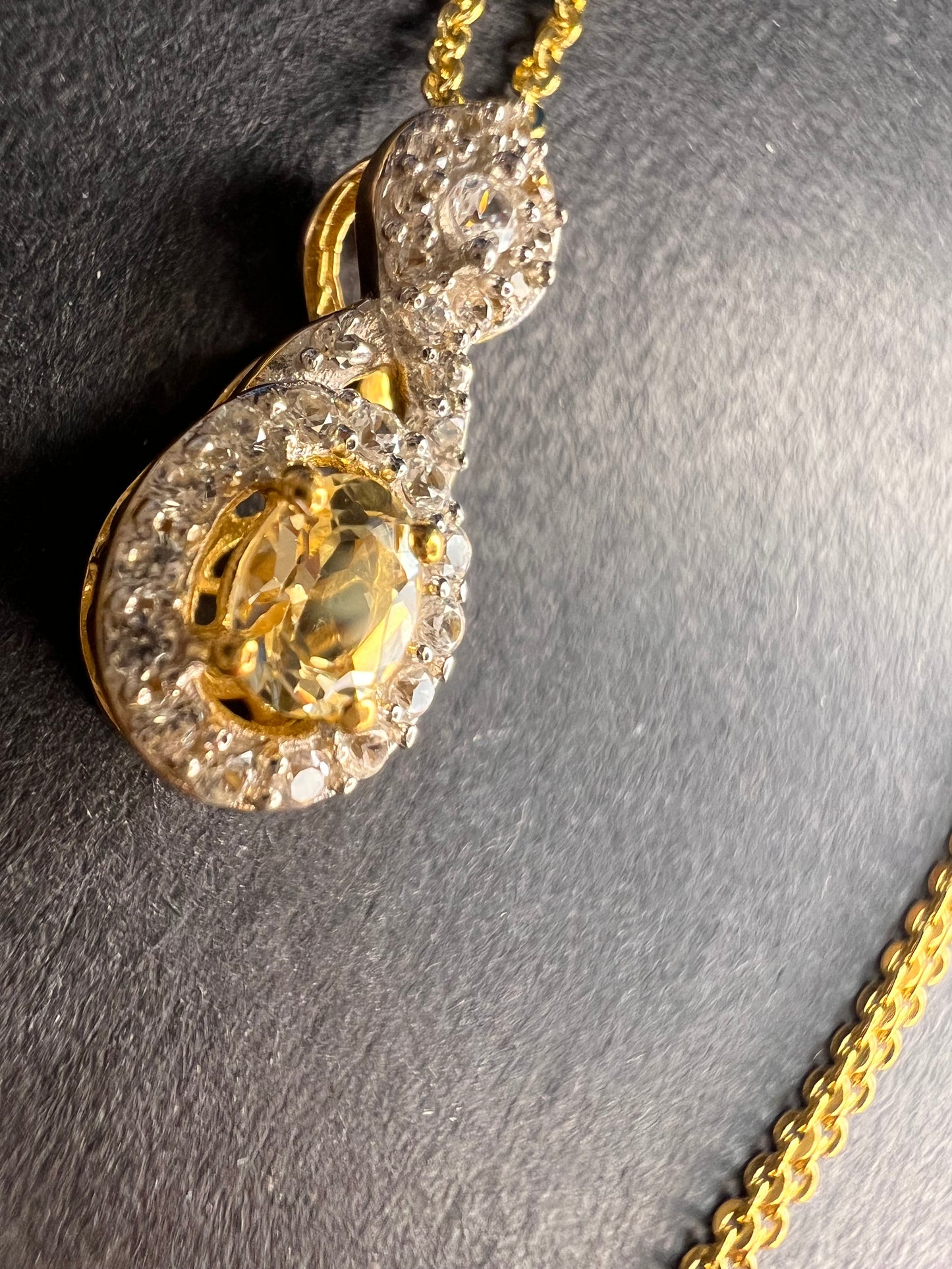 NEW Golden Imperial Topaz pendant necklace in vermeil yellow gold over sterling silver 20 inches