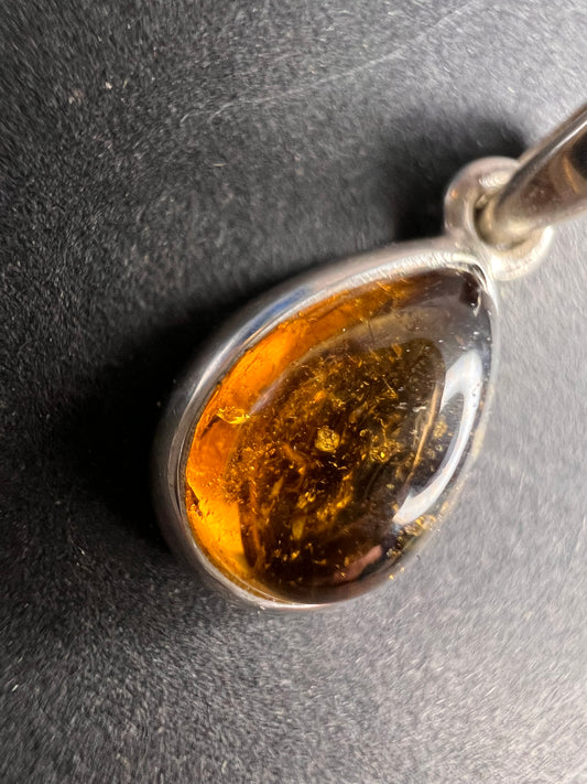 NEW Dravite orange tourmaline sterling silver teardrop pendant 1.49 grams