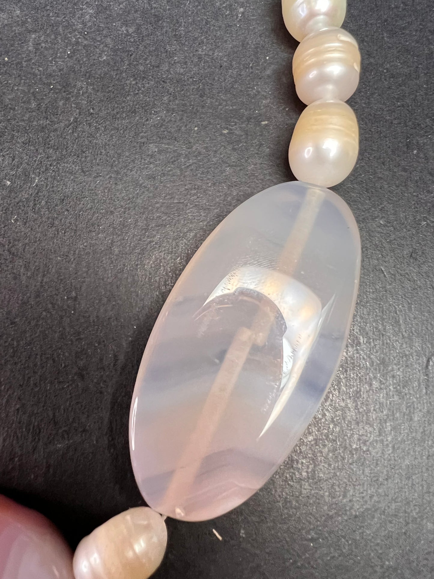 NEW freshwater pearl and agate necklace with sterling silver clasp