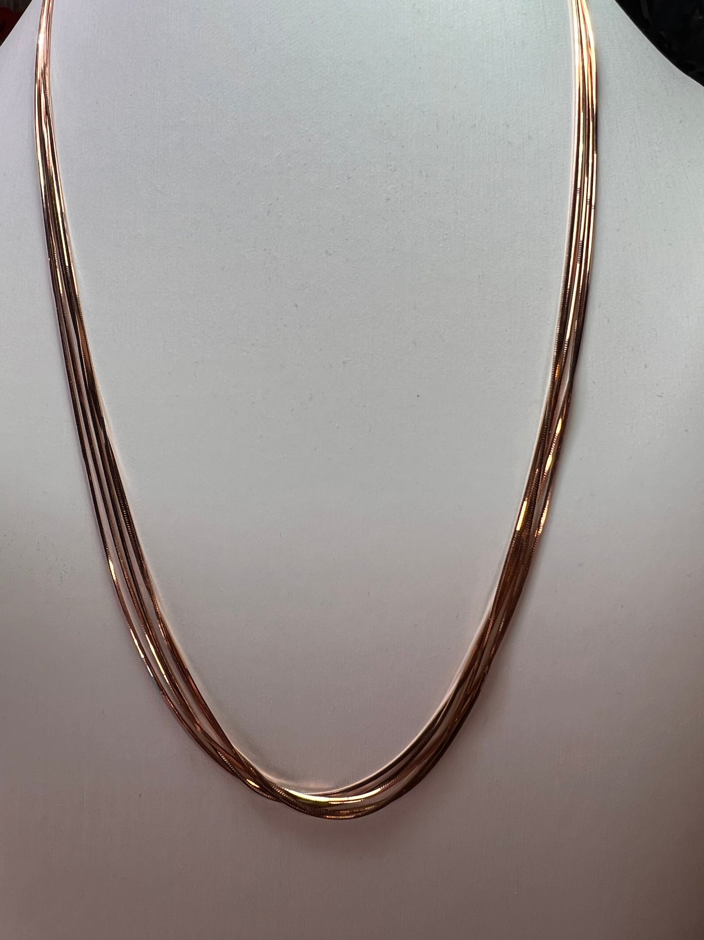NEW Italian rose gold over sterling silver multi row chain necklace-18 inch