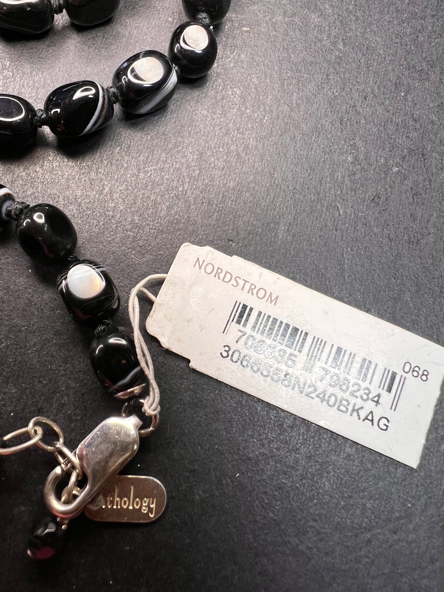 NEW Botswana agate 44 inch necklace with sterling silver clasp