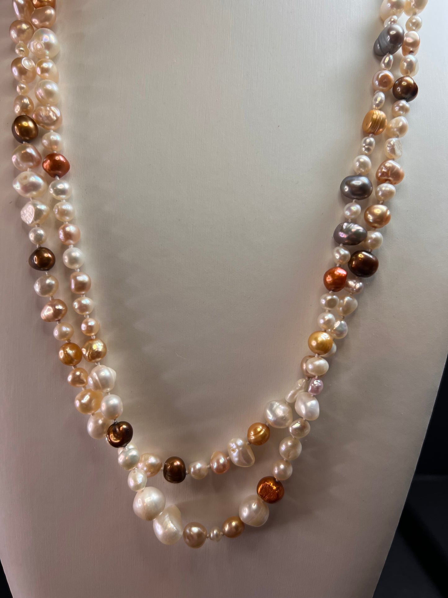 Multi colored freshwater pearls 50 inch endless necklace