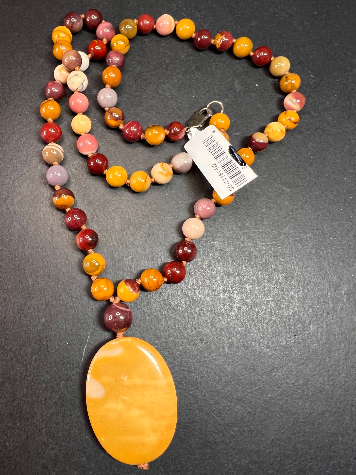 NEW Mookaite knotted pendant necklace with sterling silver clasp