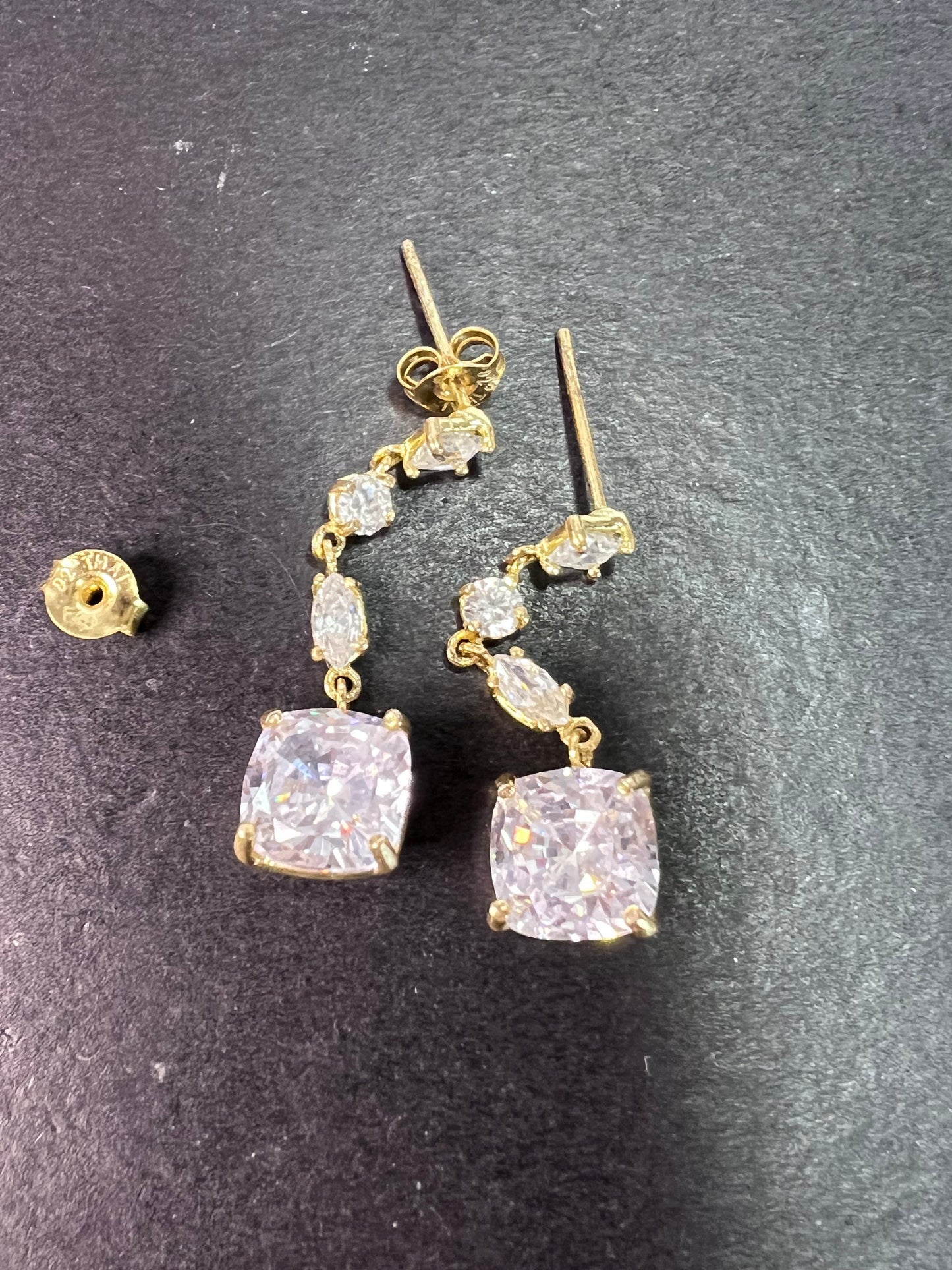 18k gold over sterling silver CZ earrings