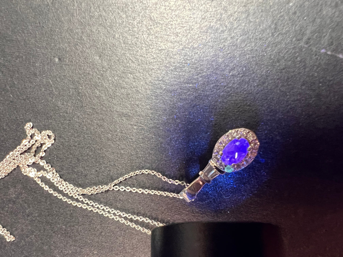 NEW gemmy moonstone and moissanite halo pendant in rhodium over sterling silver