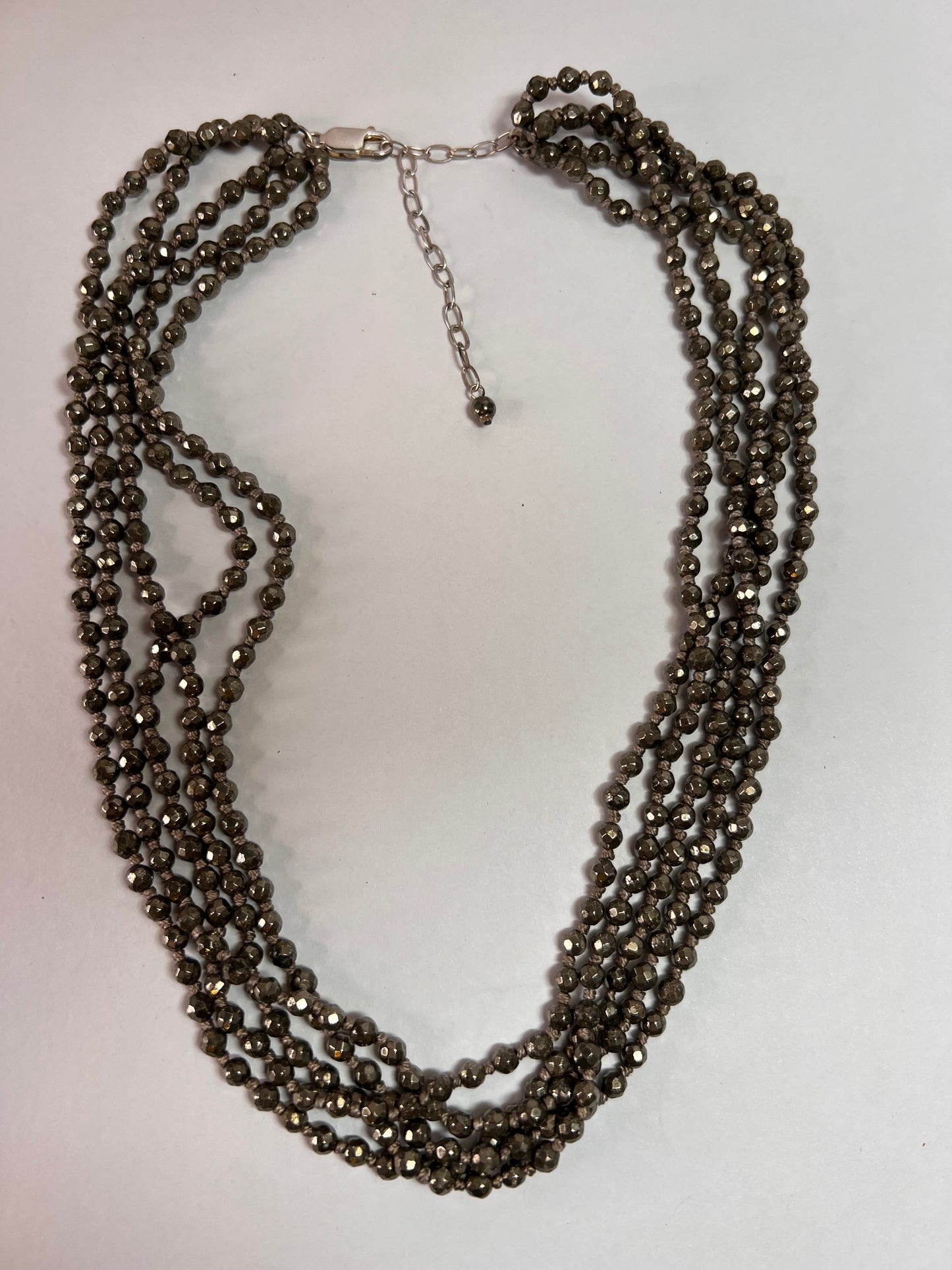 NEW pyrite multi strand necklace with sterling silver clasp