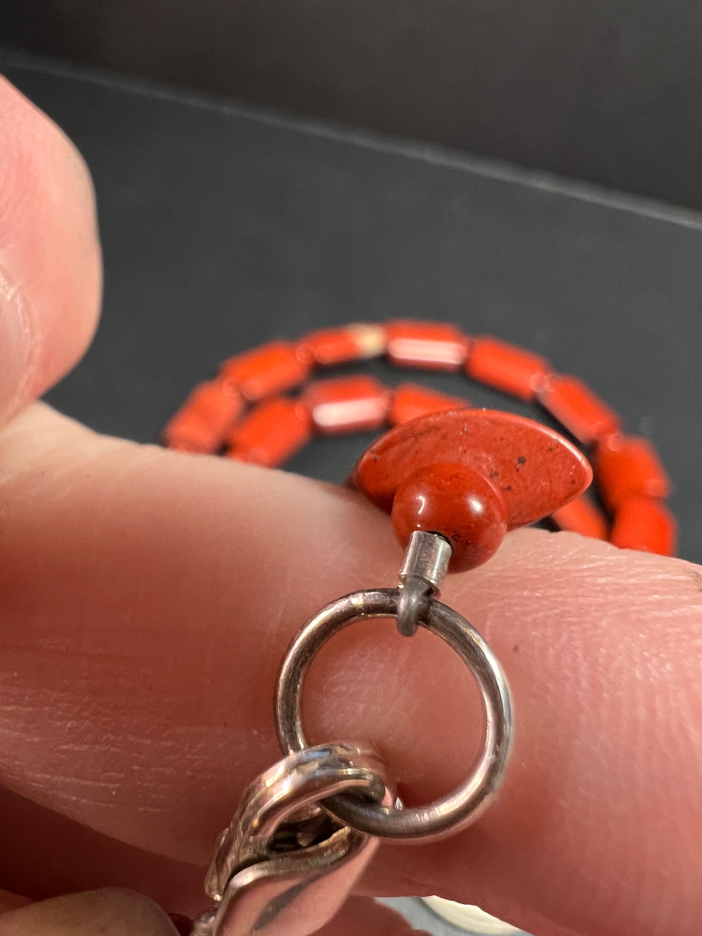 NEW Red jasper 30 inch necklace with sterling silver clasp