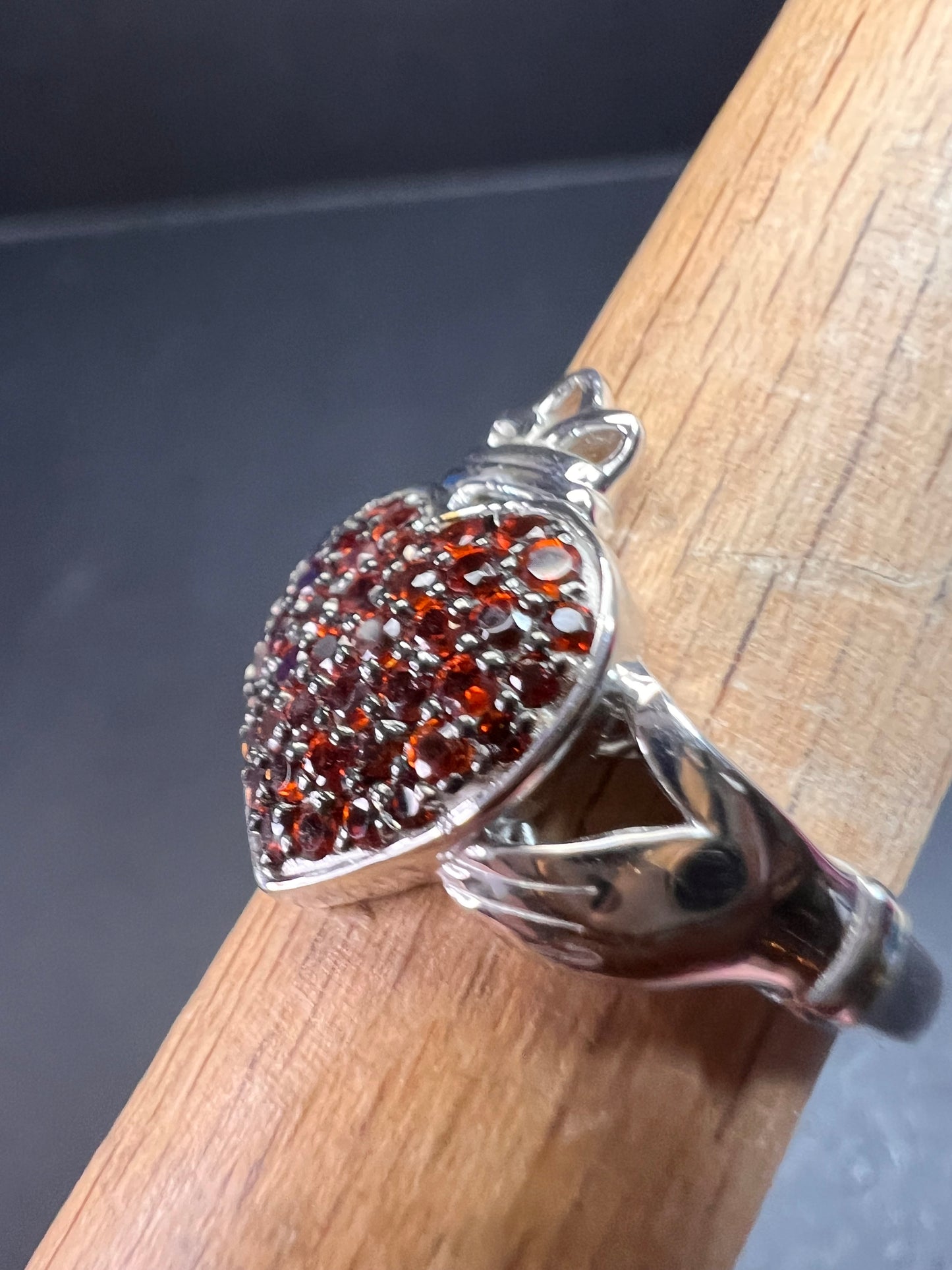 NEW Garnet claddagh ring in rhodium over sterling silver size 7